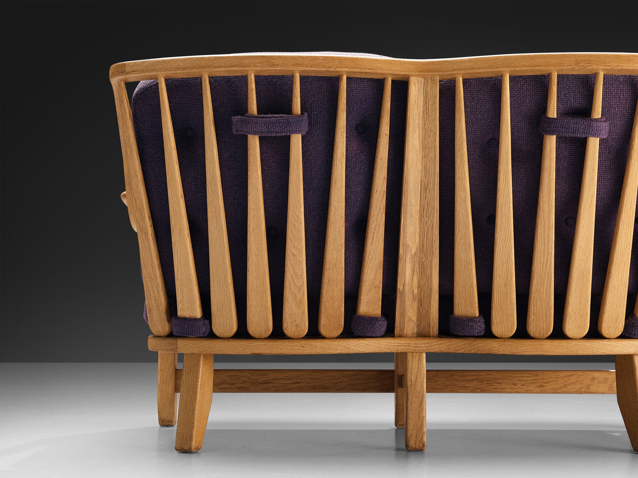 Guillerme & Chambron Sofa in Oak and Purple Upholstery Seating Morentz
