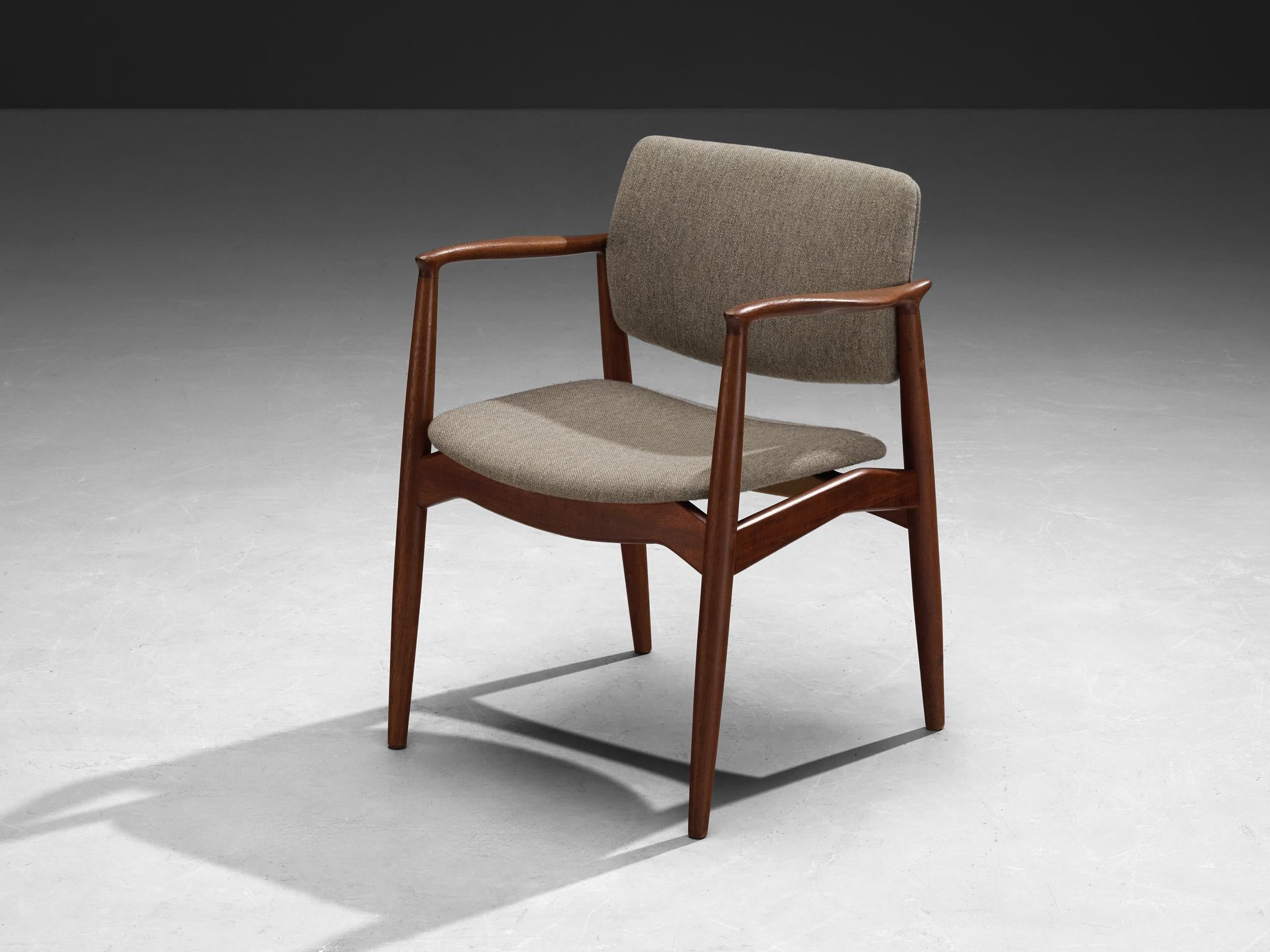 Erik Buch Set of Four Dining Chairs in Teak and Grey Upholstery seating Morentz