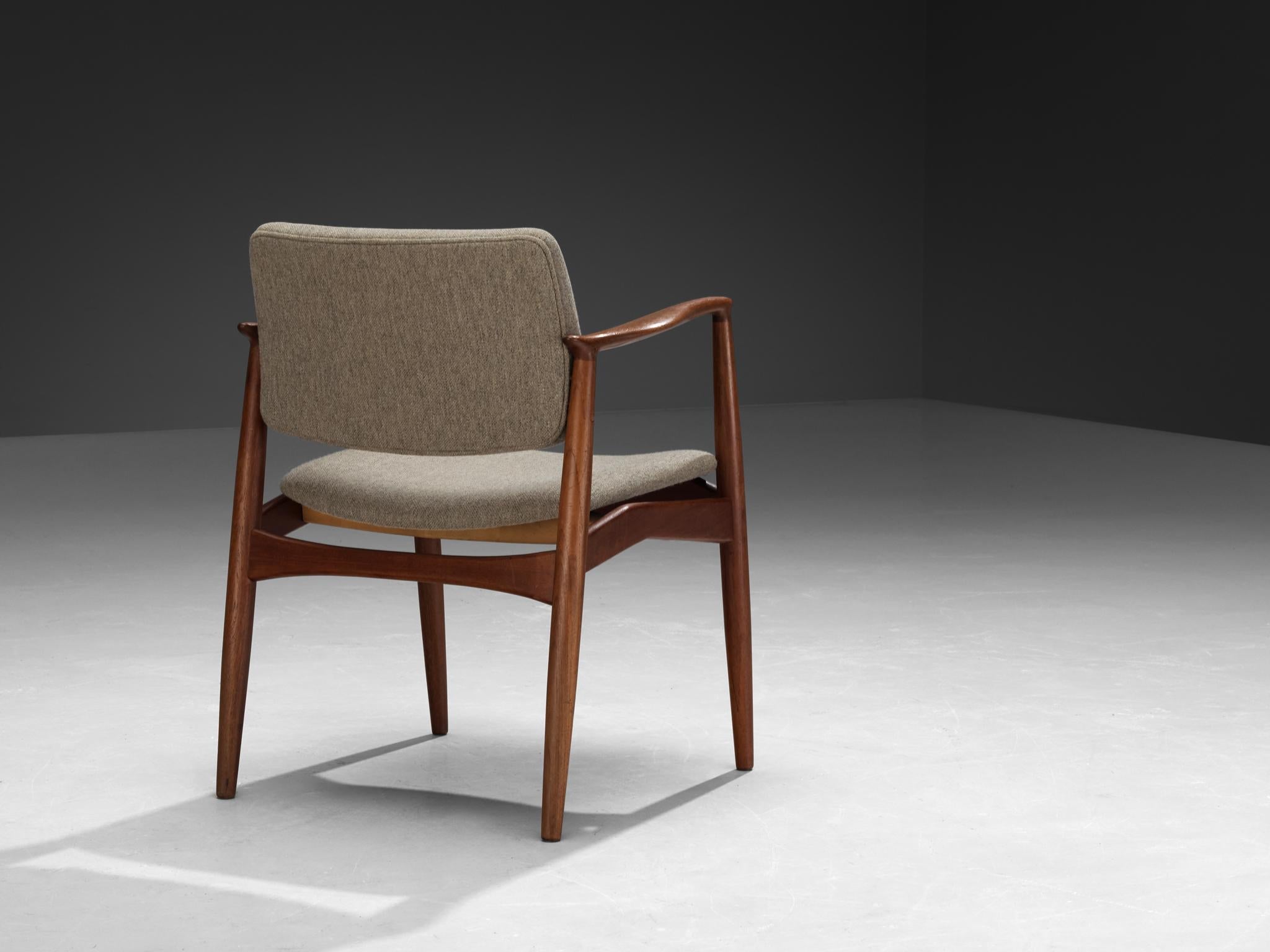 Erik Buch Set of Four Dining Chairs in Teak and Grey Upholstery seating Morentz