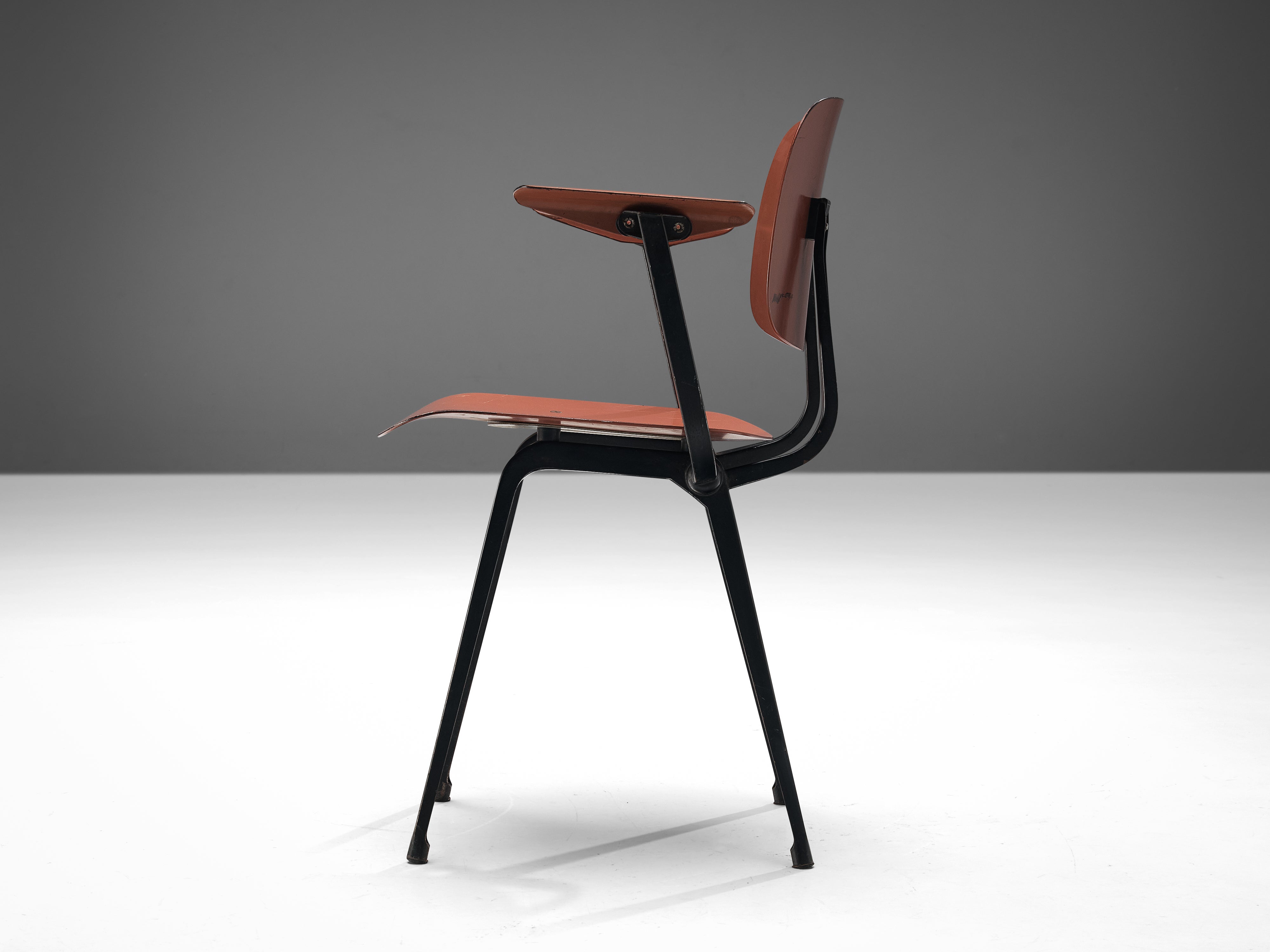 Friso Kramer ‘Revolt’ Chair in Matte Red Lacquered Ciranol and Metal seating Morentz