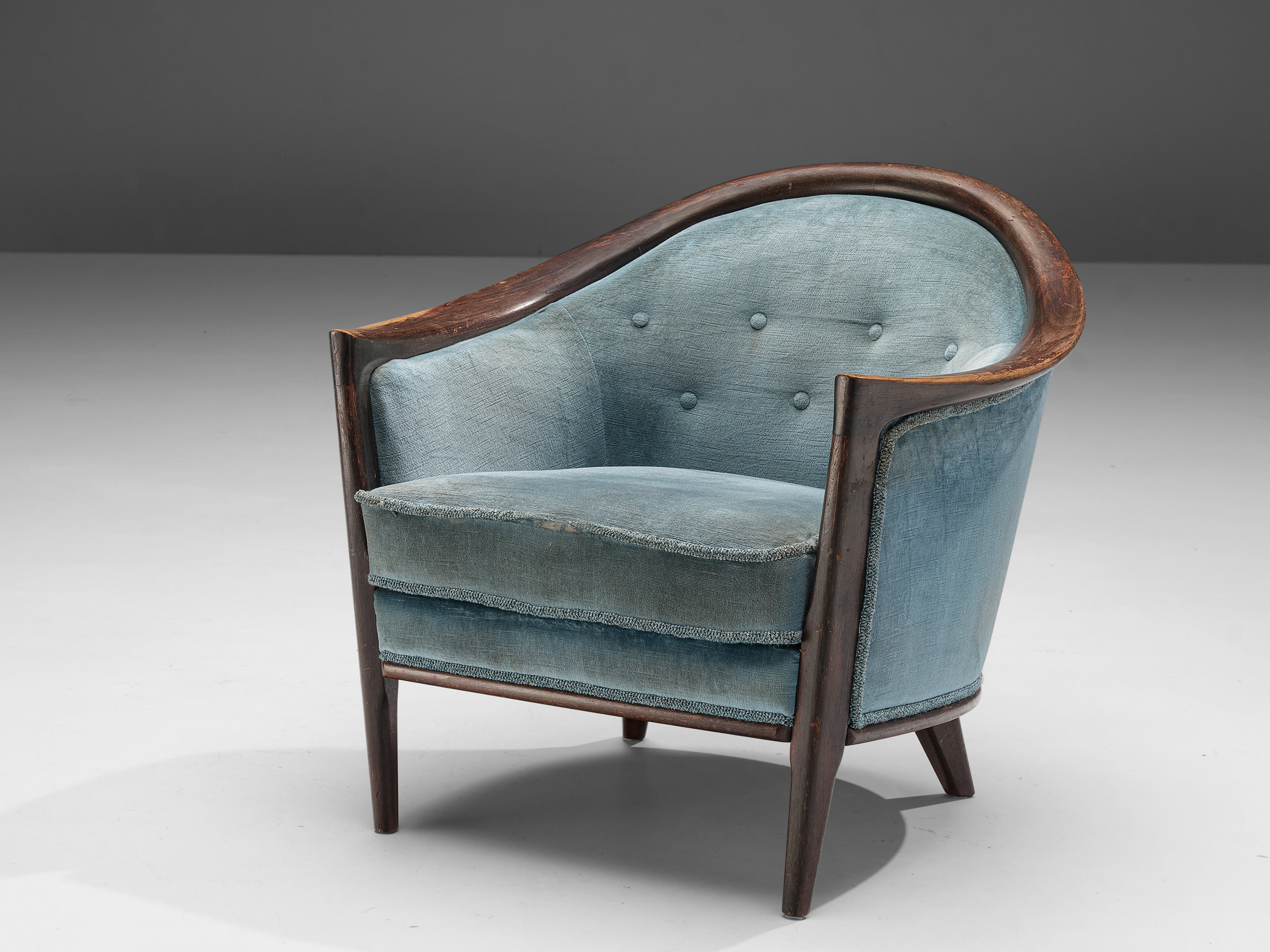 Bröderna Anderssons Lounge Chair in Teak and Light Blue Velvet seating Morentz
