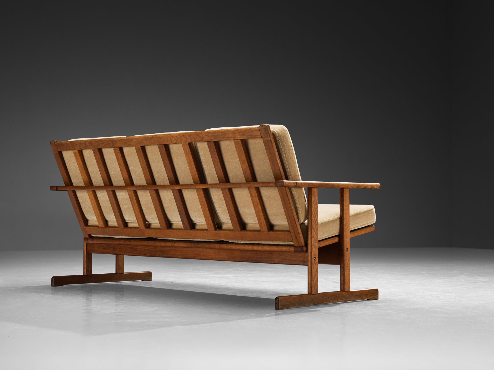 Danish FDB Møbler Three-Seat Sofa in Solid Oak with Reupholstered Cushions Seating Morentz