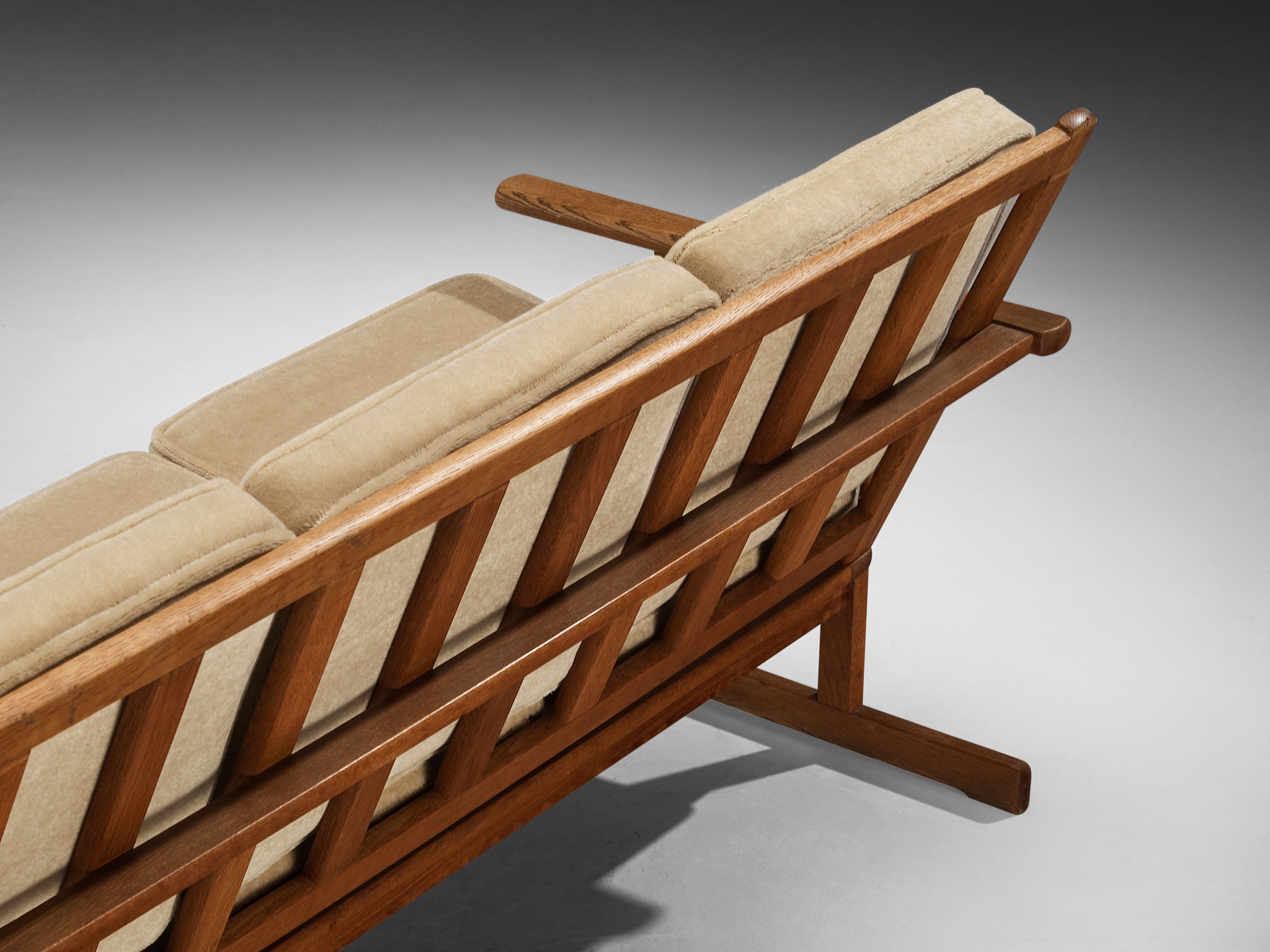 Danish FDB Møbler Three-Seat Sofa in Solid Oak with Reupholstered Cushions Seating Morentz
