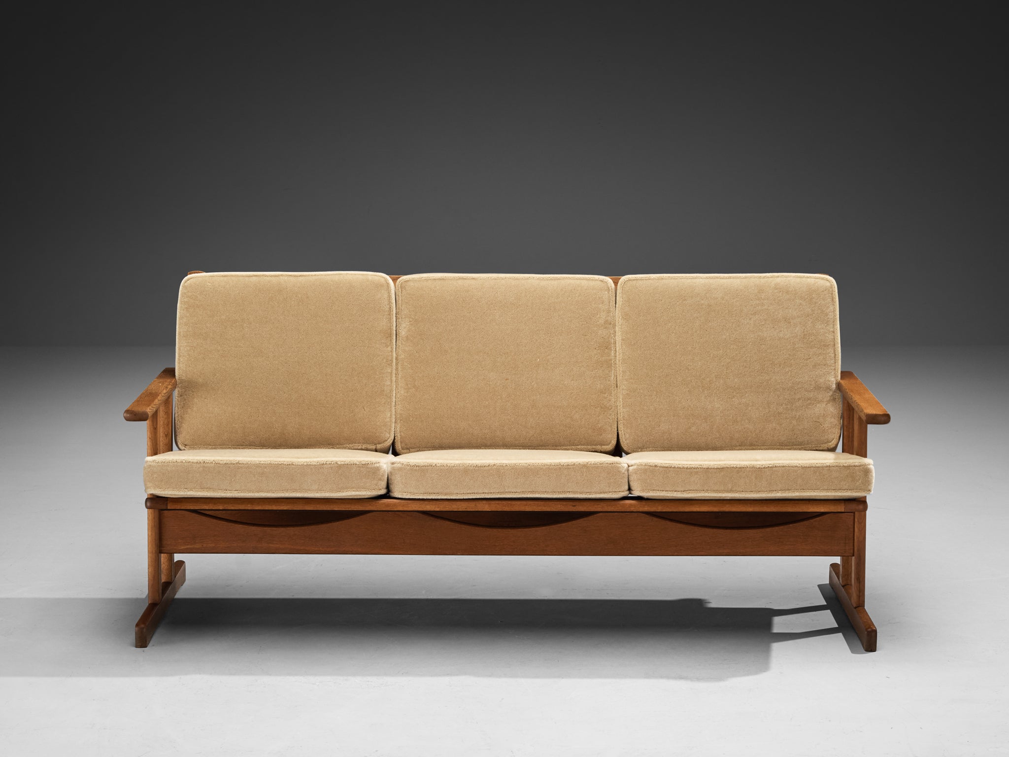 Danish FDB Møbler Three-Seat Sofa in Solid Oak with Reupholstered Cushions Seating Morentz