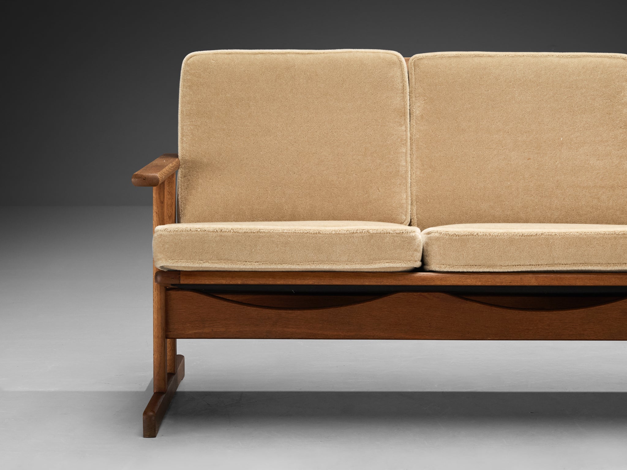 Danish FDB Møbler Three-Seat Sofa in Solid Oak with Reupholstered Cushions Seating Morentz