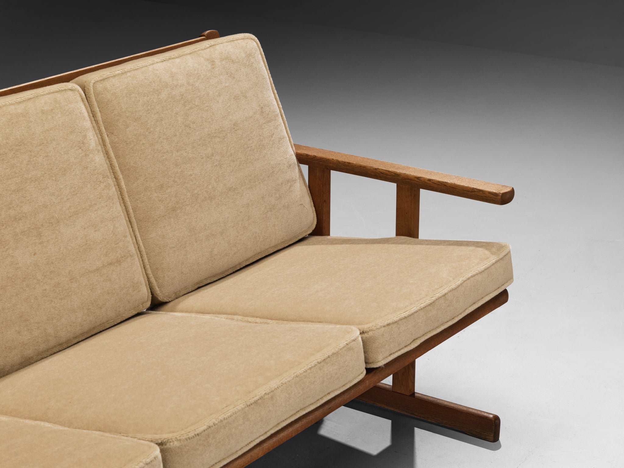 Danish FDB Møbler Three-Seat Sofa in Solid Oak with Reupholstered Cushions Seating Morentz