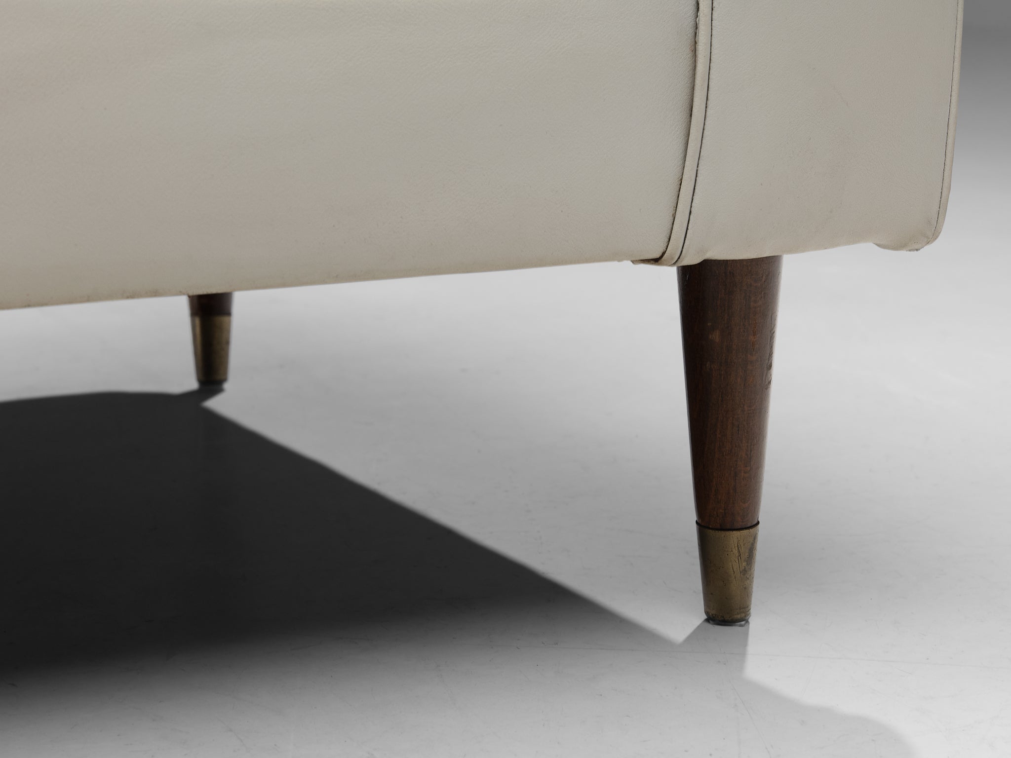 Elegant Italian Sofa in White Leatherette and Floral Upholstery seating Morentz