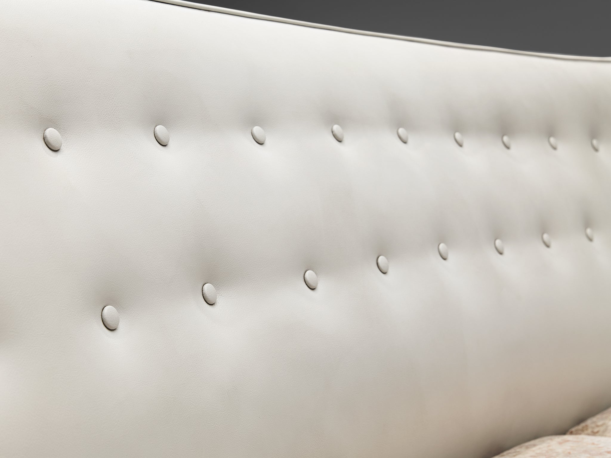 Elegant Italian Sofa in White Leatherette and Floral Upholstery seating Morentz