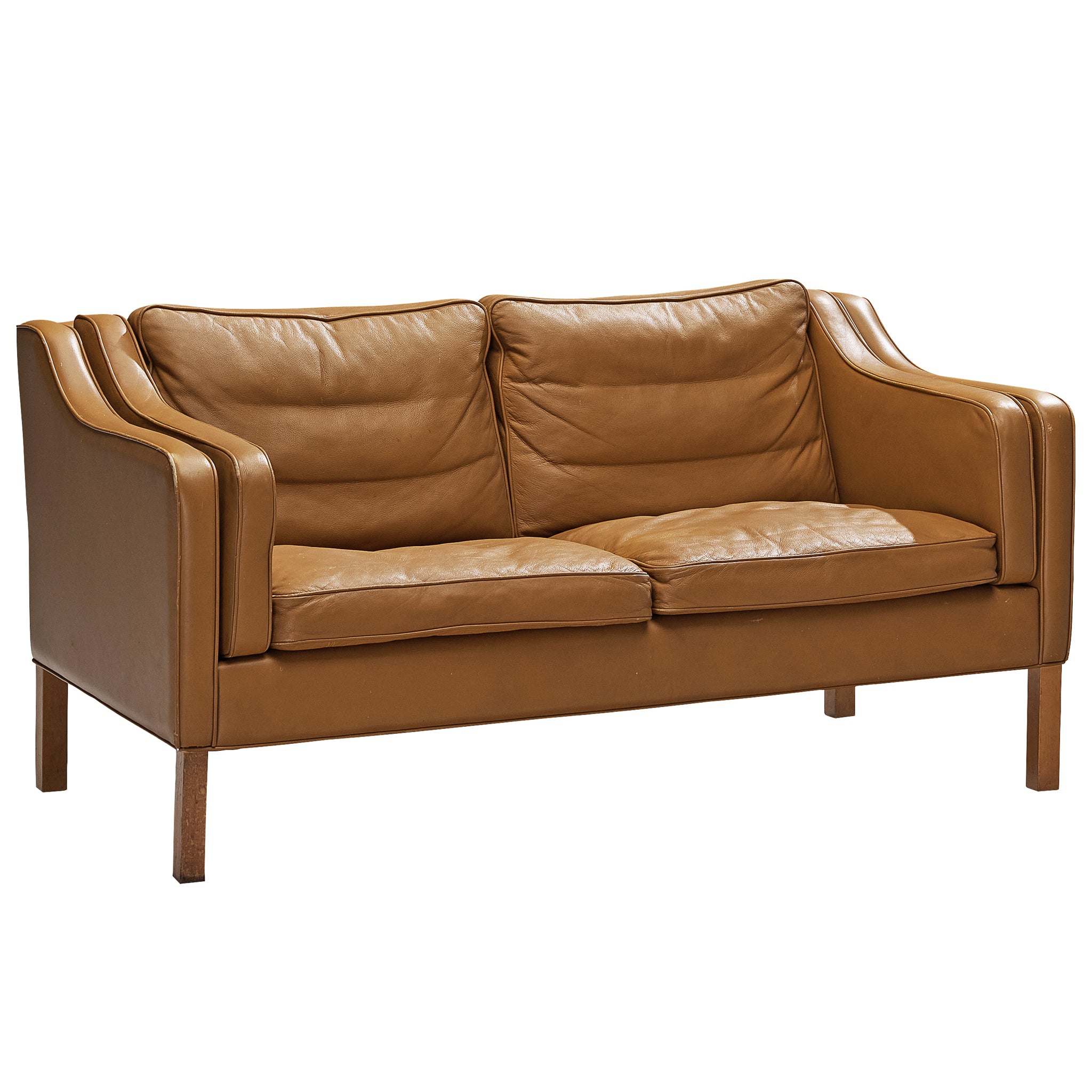 Danish Two Seat Sofa in Cognac Leather Seating Morentz