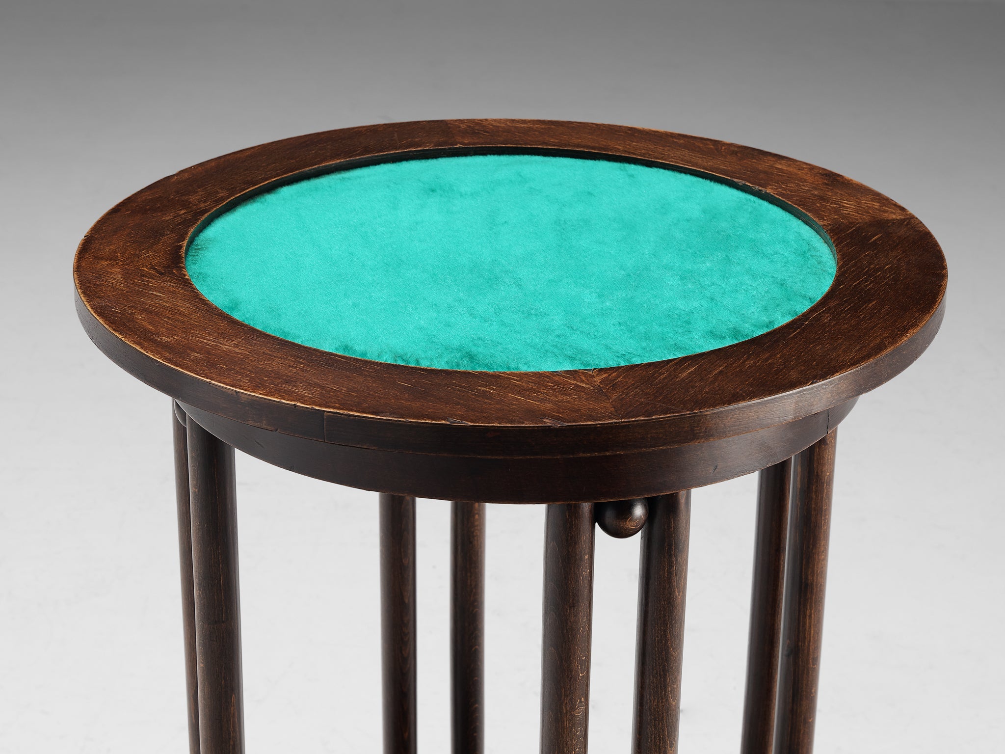 Art Deco Side Table in Oak and Green Velvet tables Morentz
