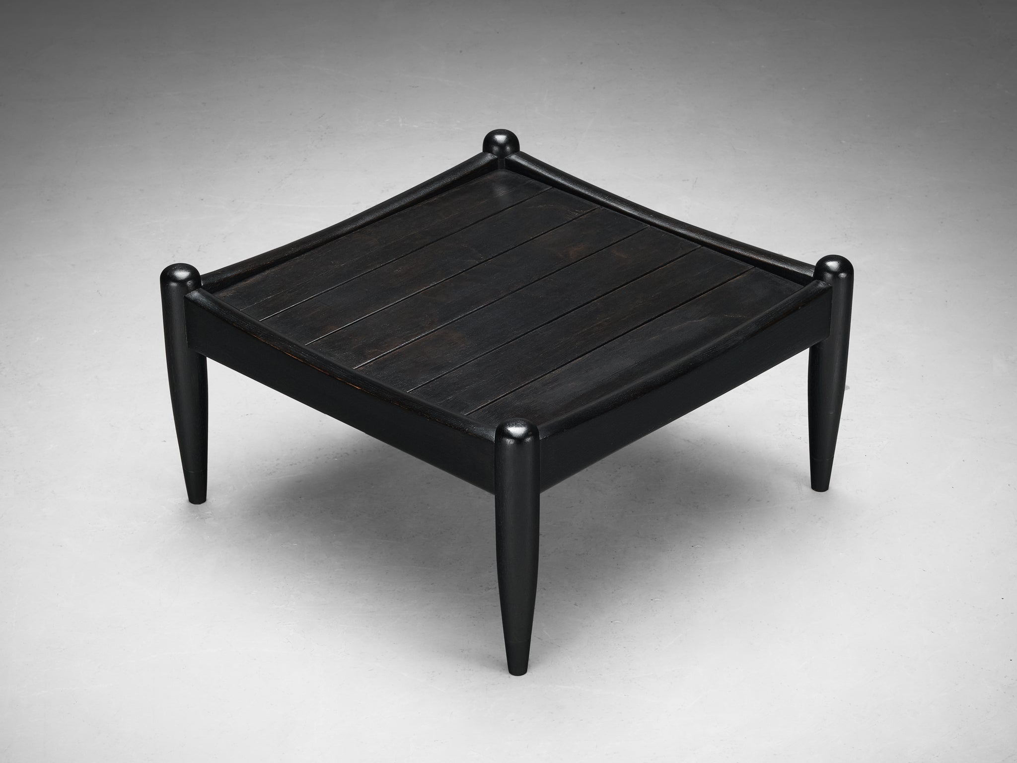 Elegant French Side Table in Black Lacquered Oak tables Morentz