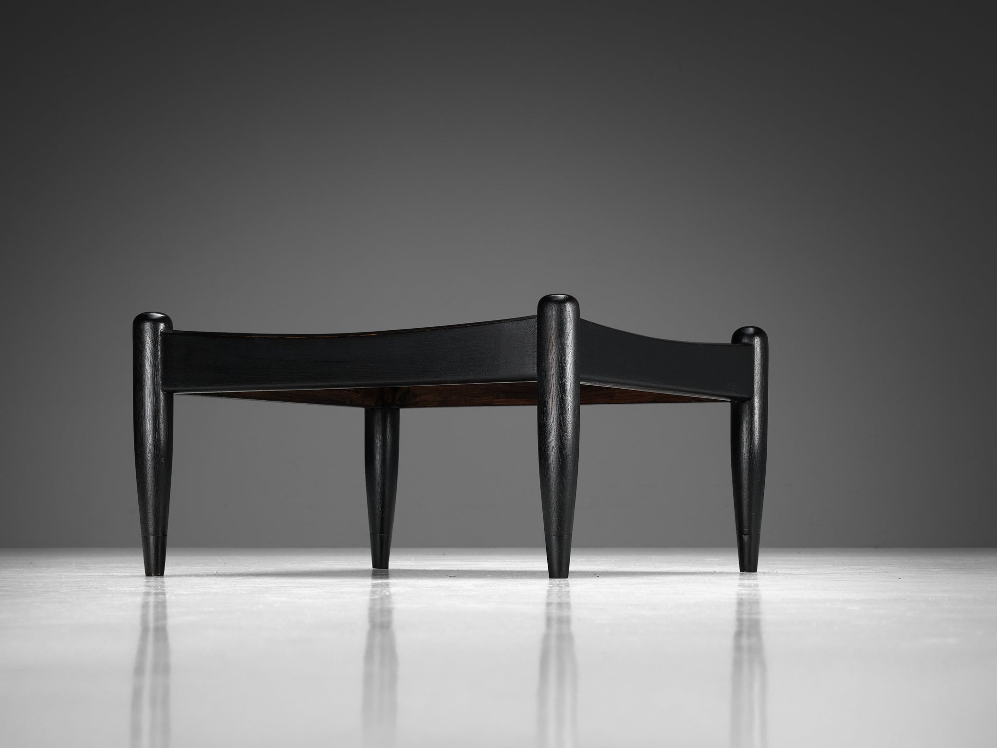 Elegant French Side Table in Black Lacquered Oak tables Morentz