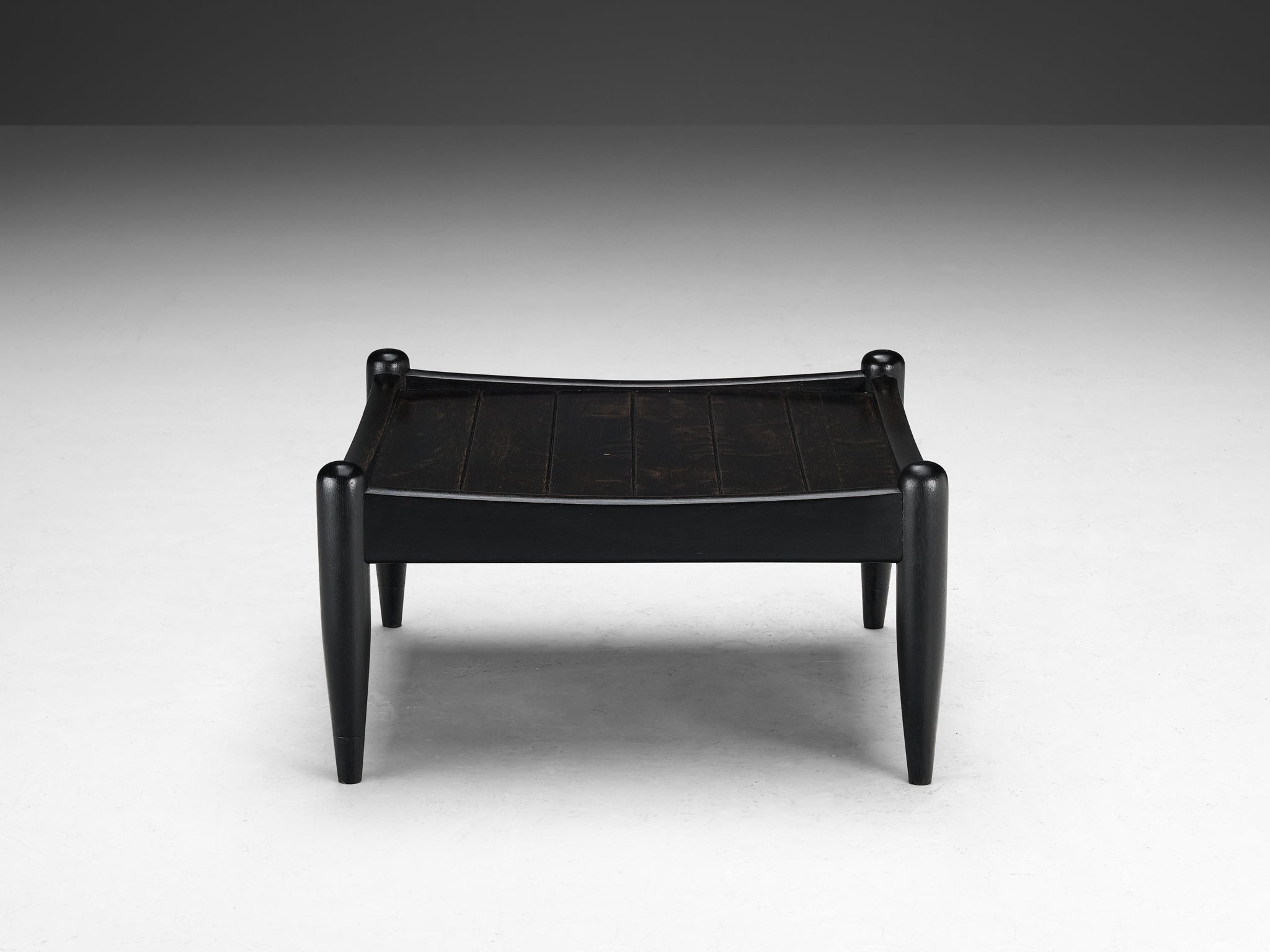 Elegant French Side Table in Black Lacquered Oak tables Morentz