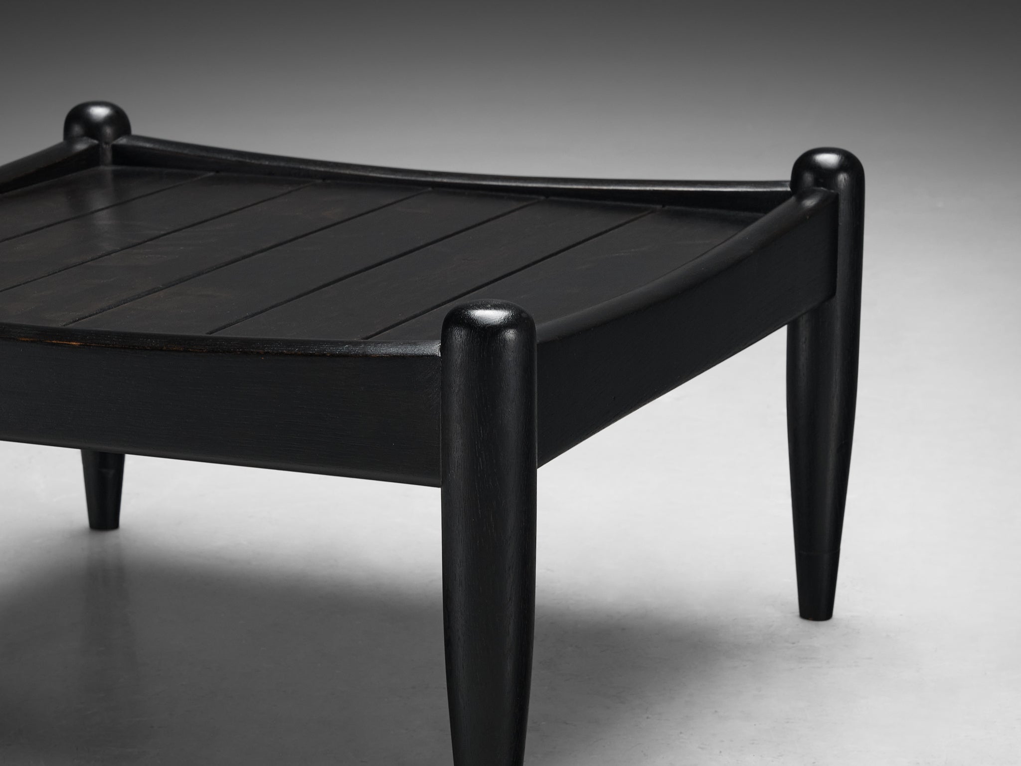 Elegant French Side Table in Black Lacquered Oak tables Morentz
