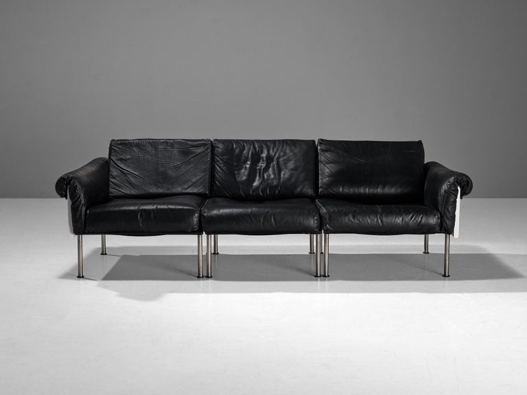 Yrjö Kukkapuro for Haimi 'Ateljee' Sectional Sofa in Black Leather