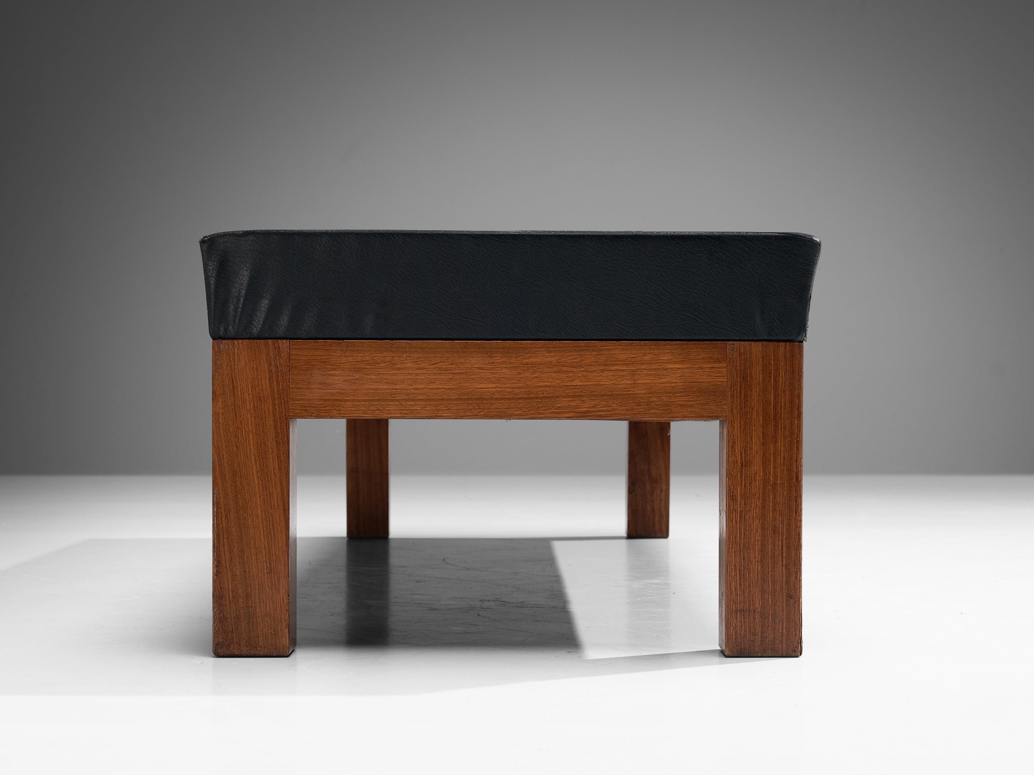 Mid-Century Modern Daybed or Bench in Teak and Black Upholstery seating Morentz