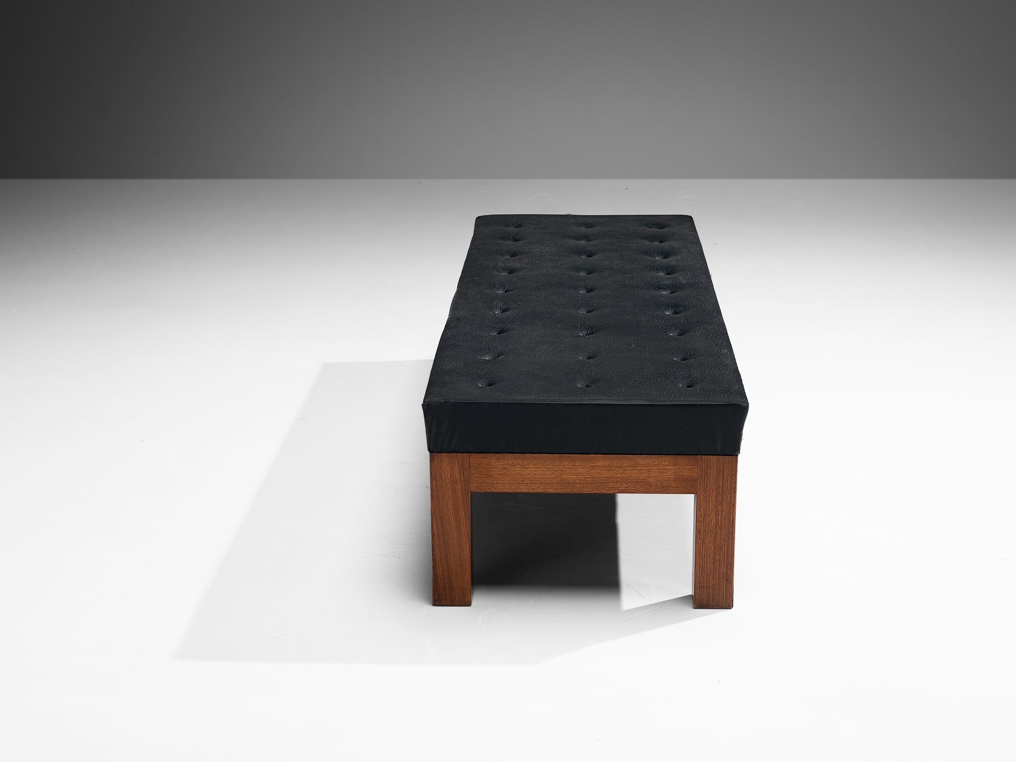 Mid-Century Modern Daybed or Bench in Teak and Black Upholstery seating Morentz