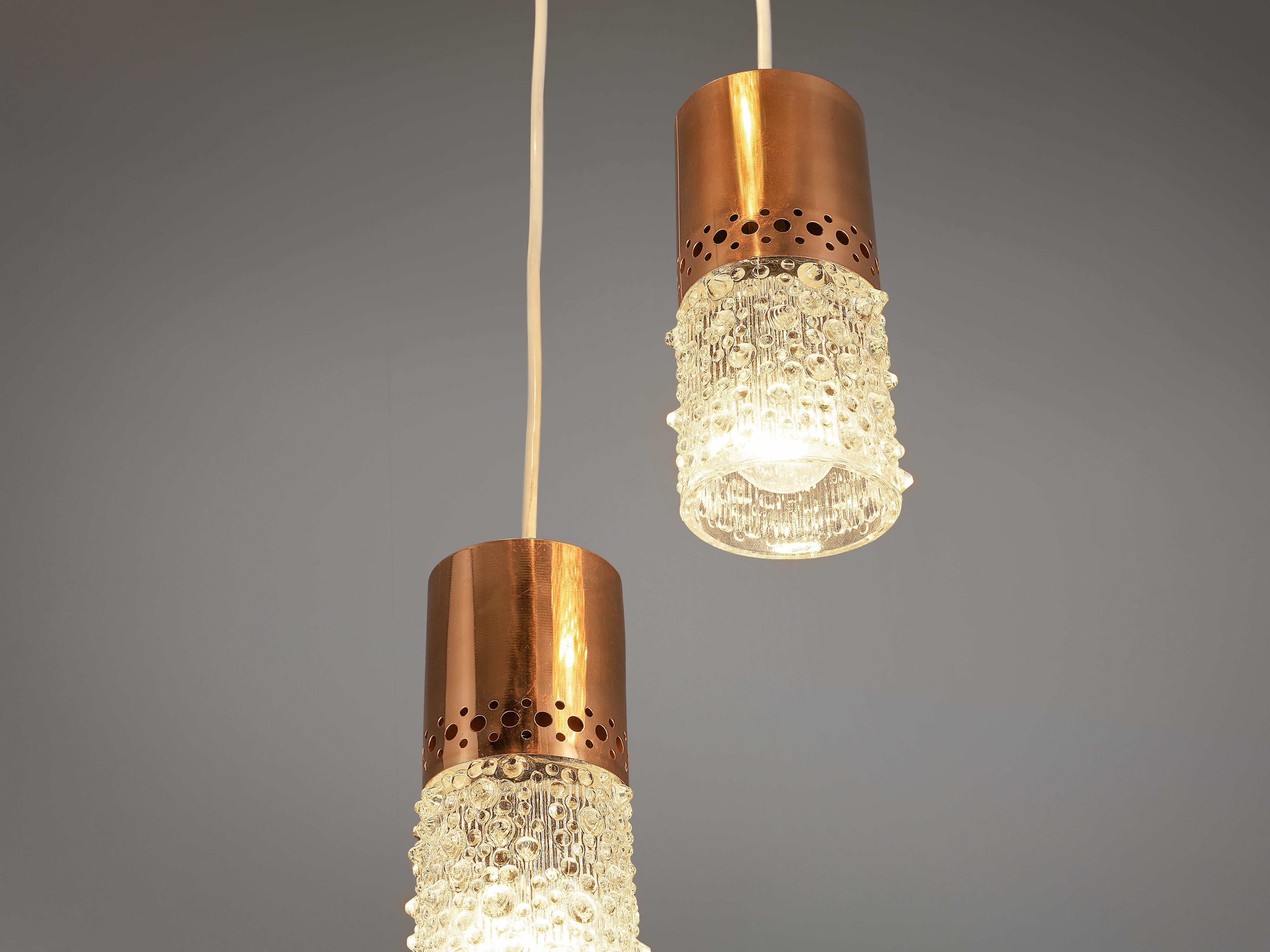 Ceiling Light with Five Pendants in Copper and Glass lighting Morentz
