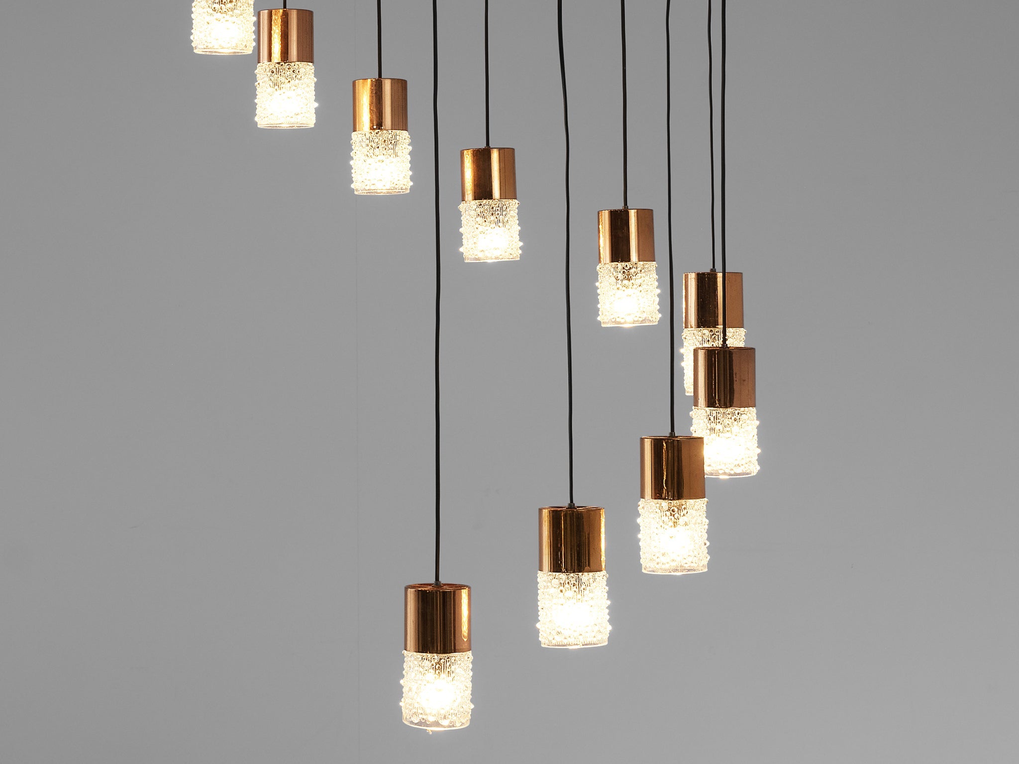 Small Pendants in Copper and Moulded Glass lighting Morentz