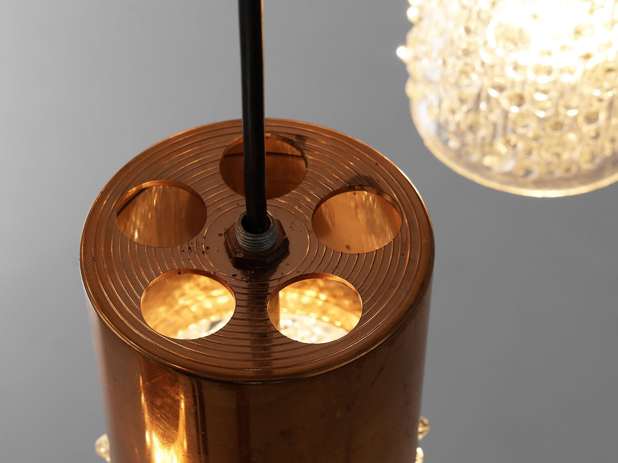 Small Pendants in Copper and Moulded Glass lighting Morentz