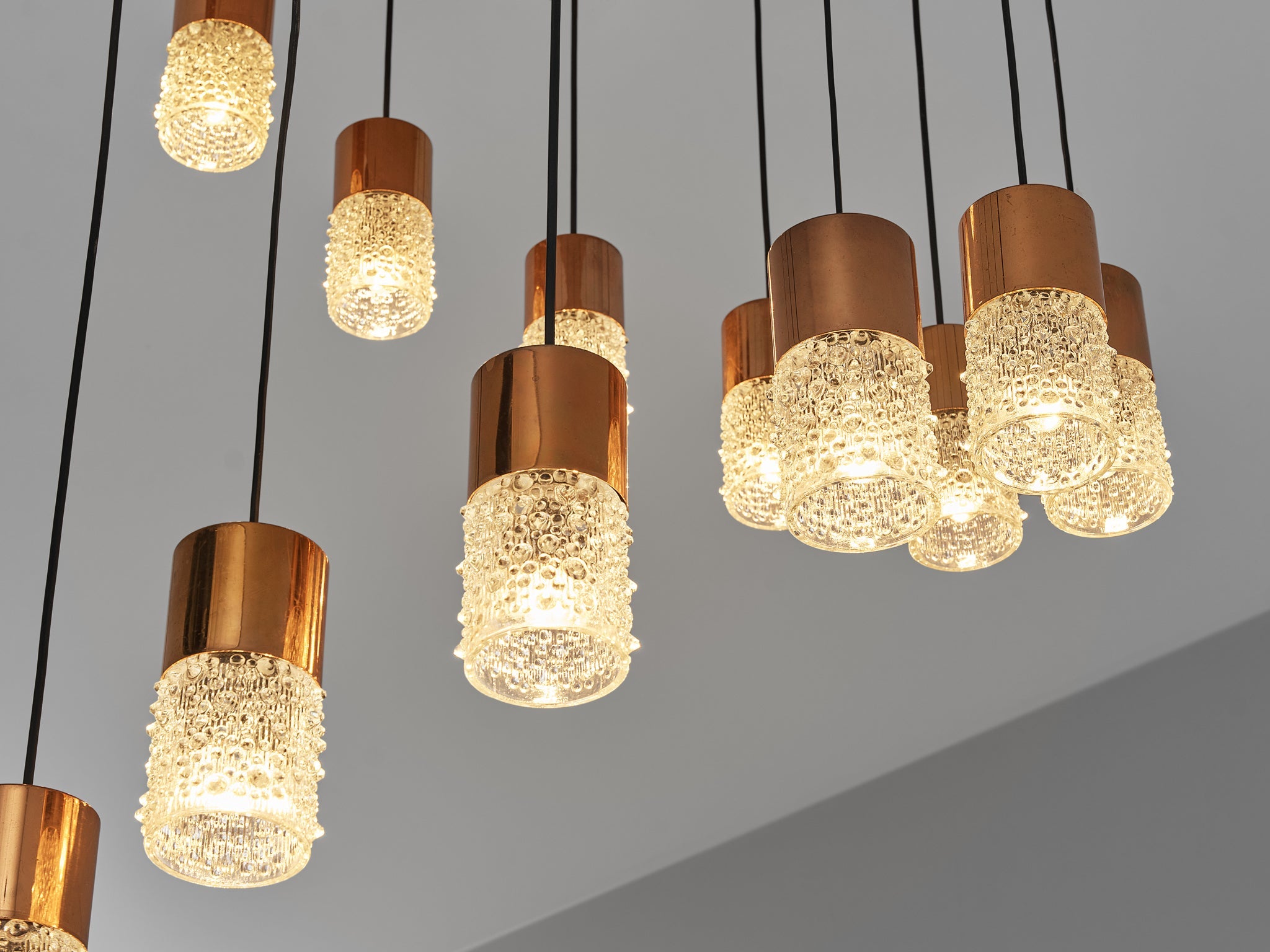Small Pendants in Copper and Moulded Glass lighting Morentz