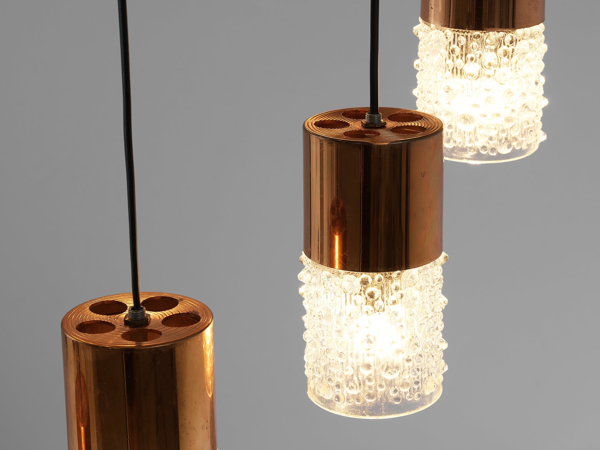 Small Pendants in Copper and Moulded Glass lighting Morentz