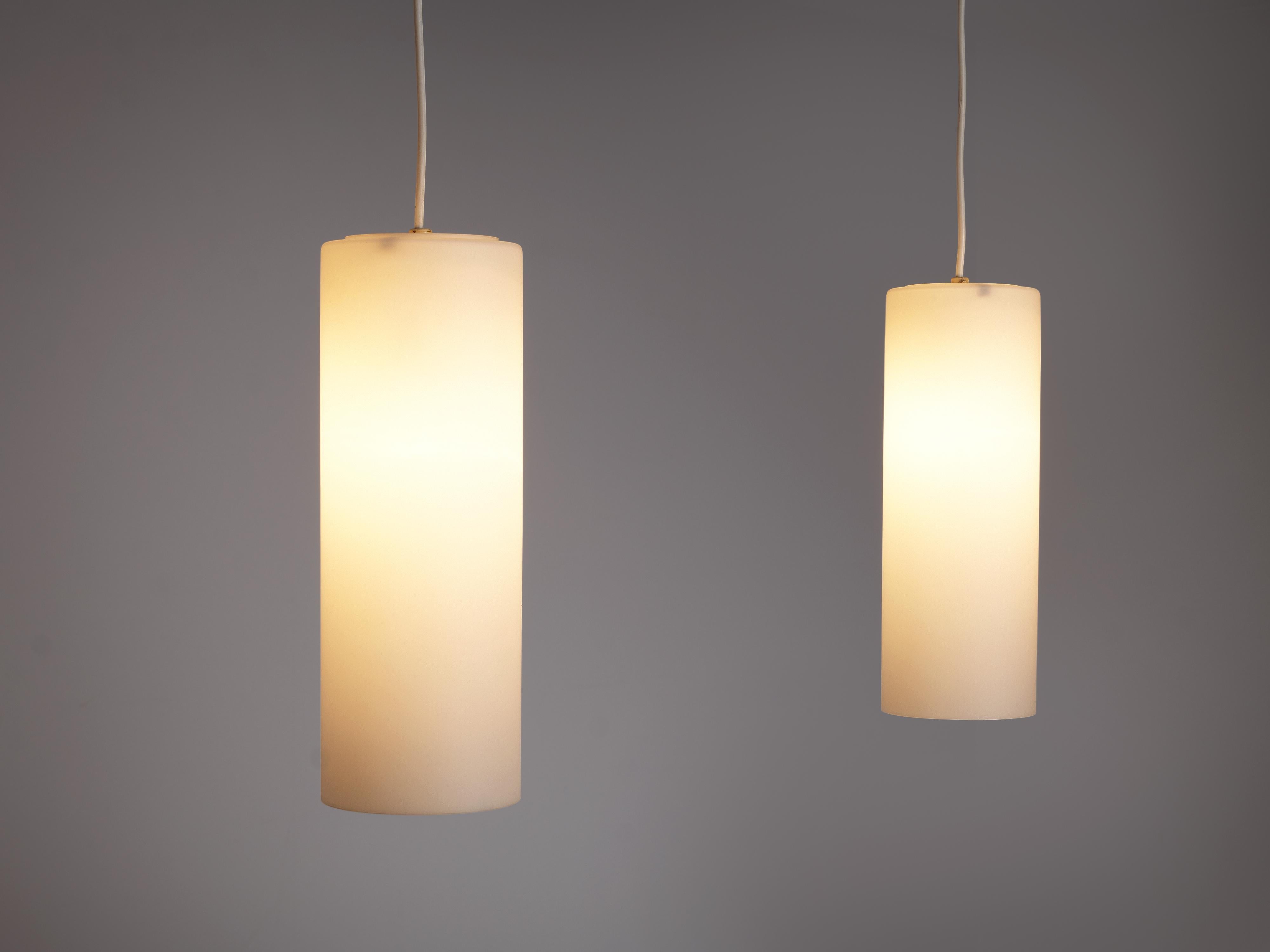 Cylindrical Pendant Lamps in Matted Glass lighting Morentz