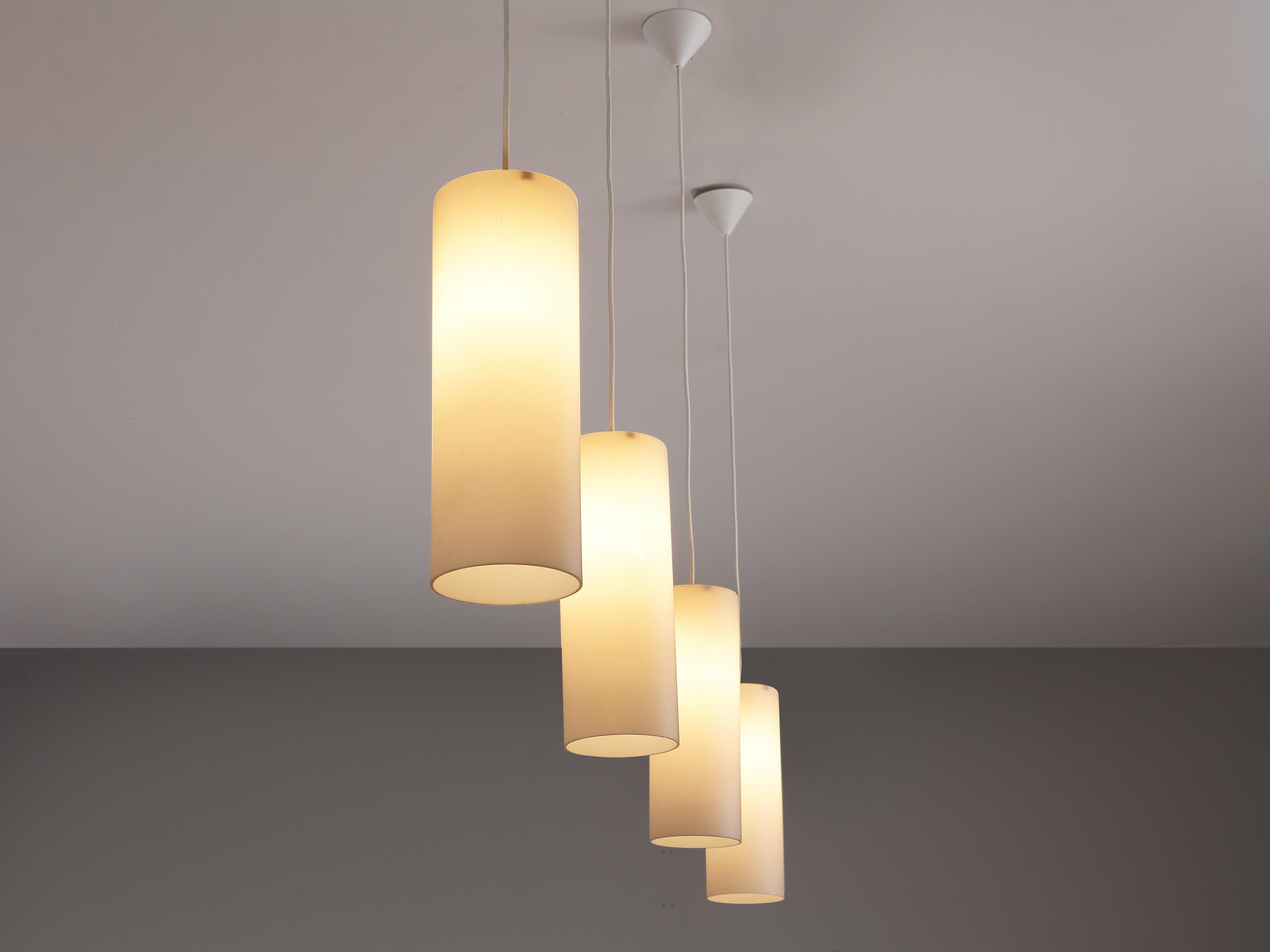 Cylindrical Pendant Lamps in Matted Glass lighting Morentz