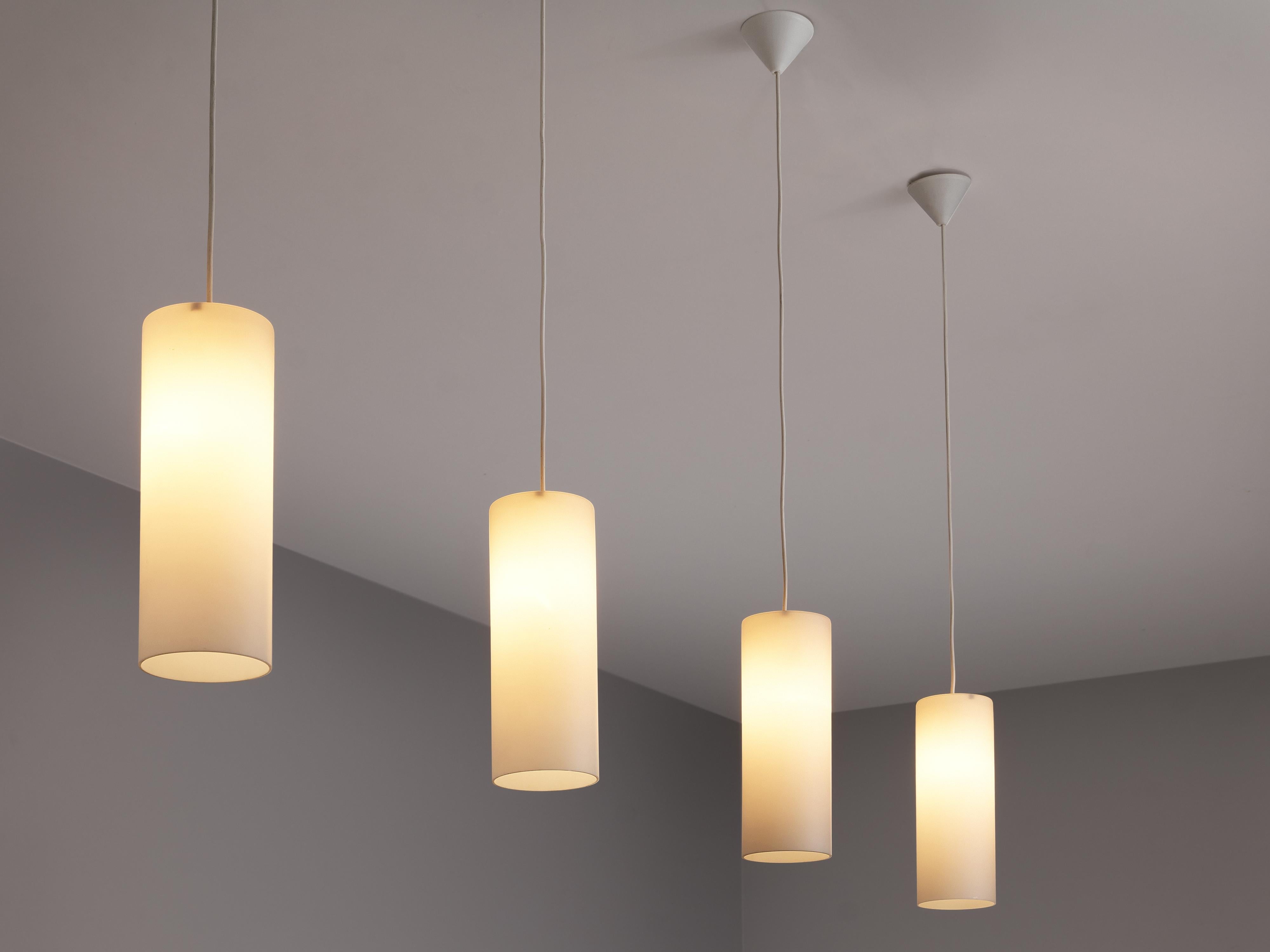Cylindrical Pendant Lamps in Matted Glass lighting Morentz