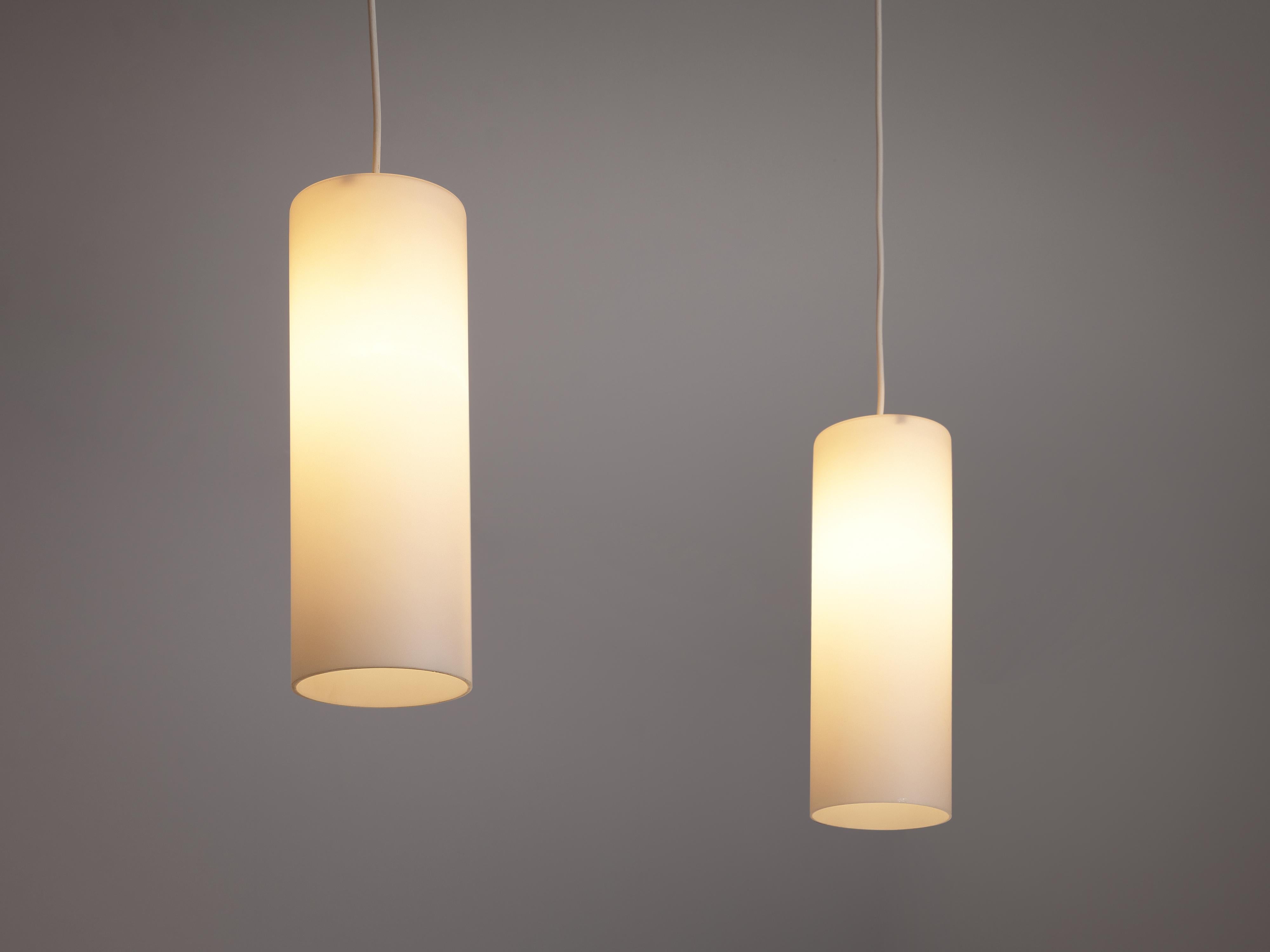 Cylindrical Pendant Lamps in Matted Glass lighting Morentz