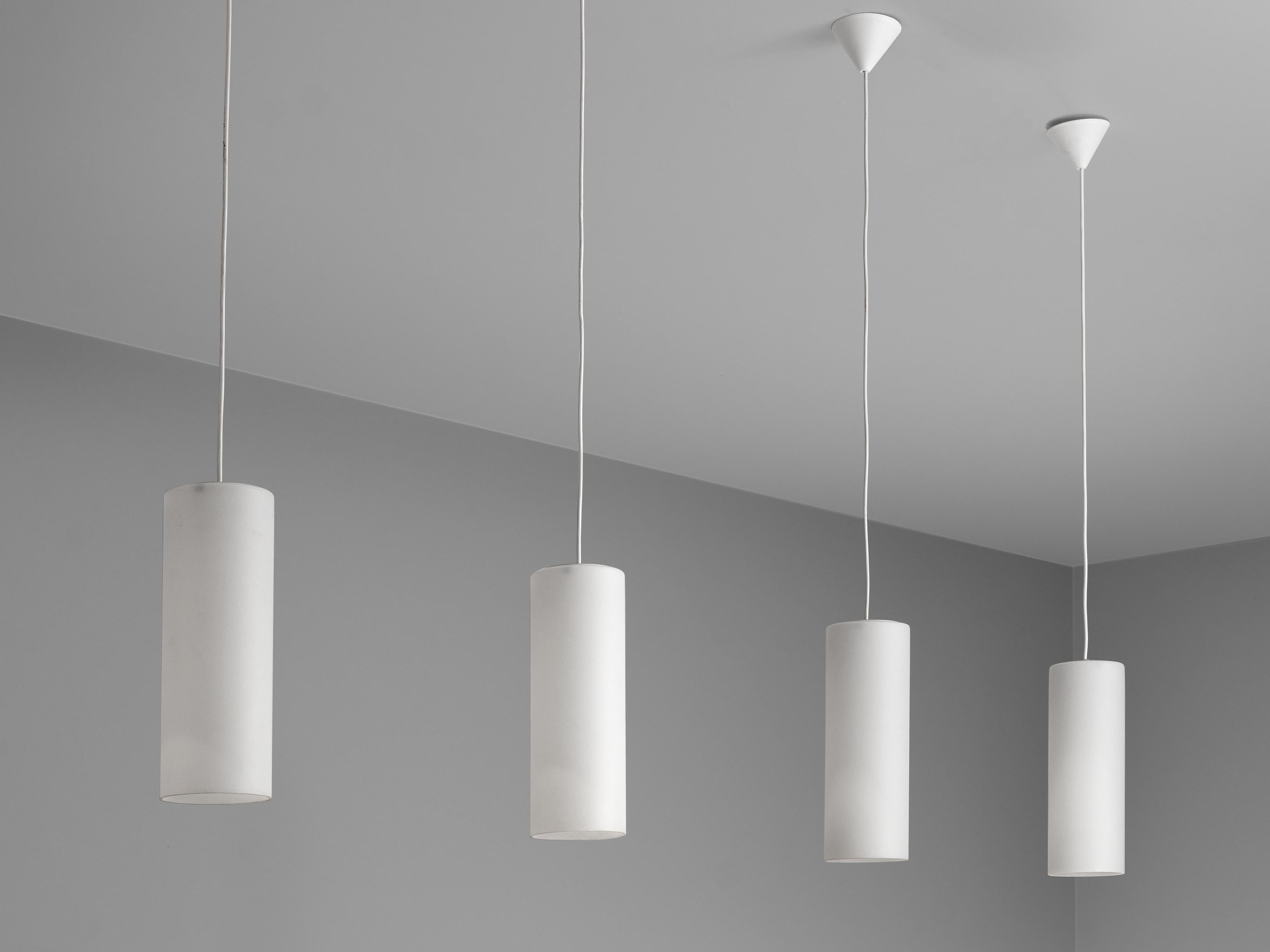 Cylindrical Pendant Lamps in Matted Glass lighting Morentz