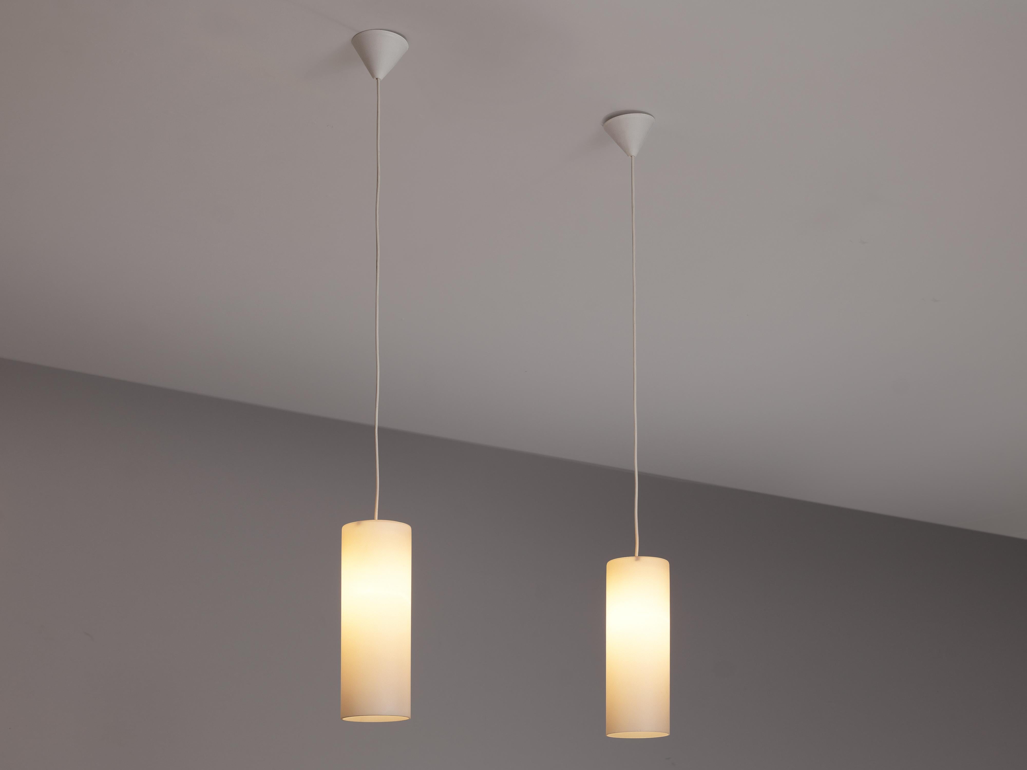Cylindrical Pendant Lamps in Matted Glass lighting Morentz