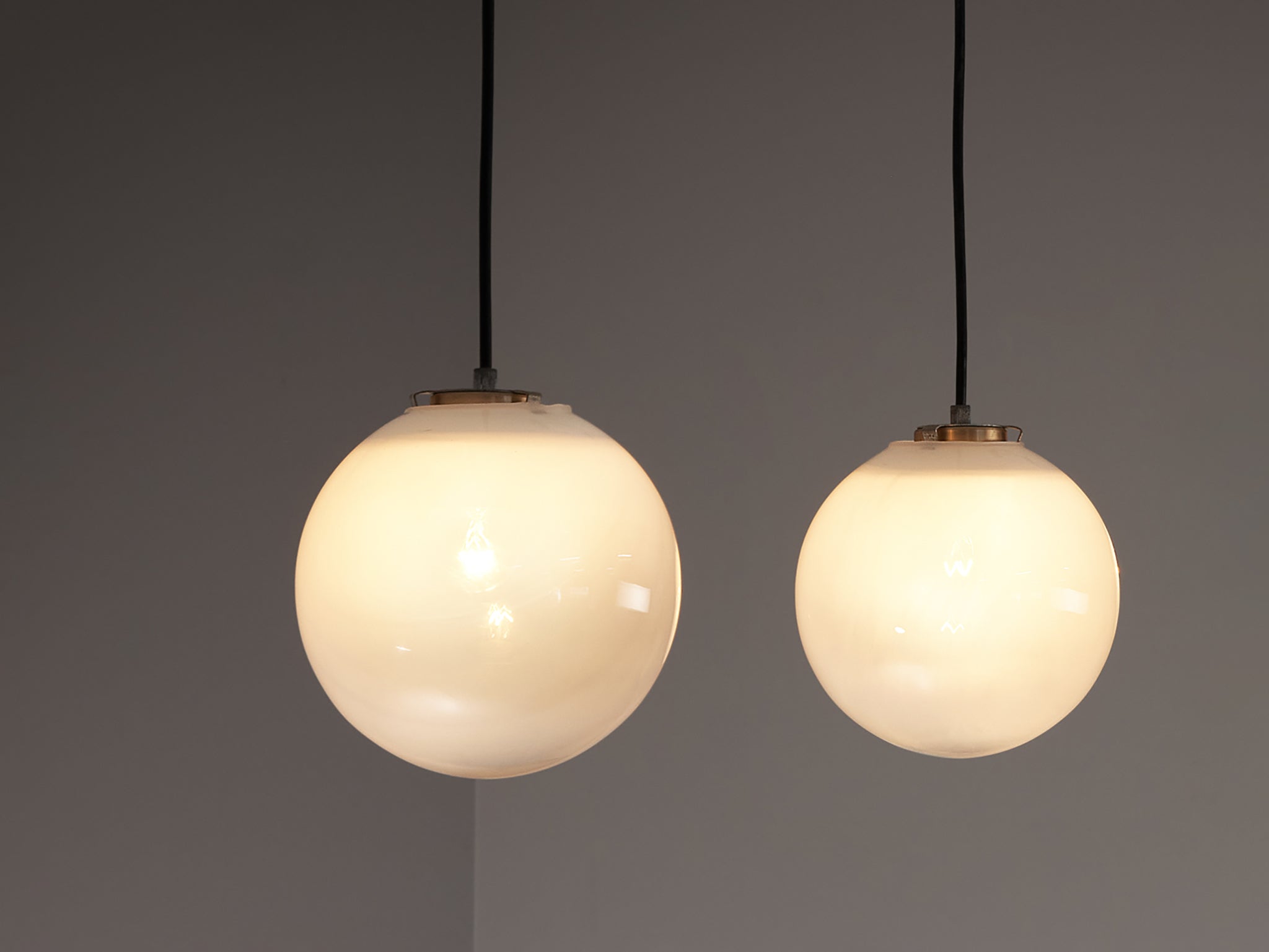 Mid-Century Pendants in White Opaque to Clear Glass Lighting Morentz