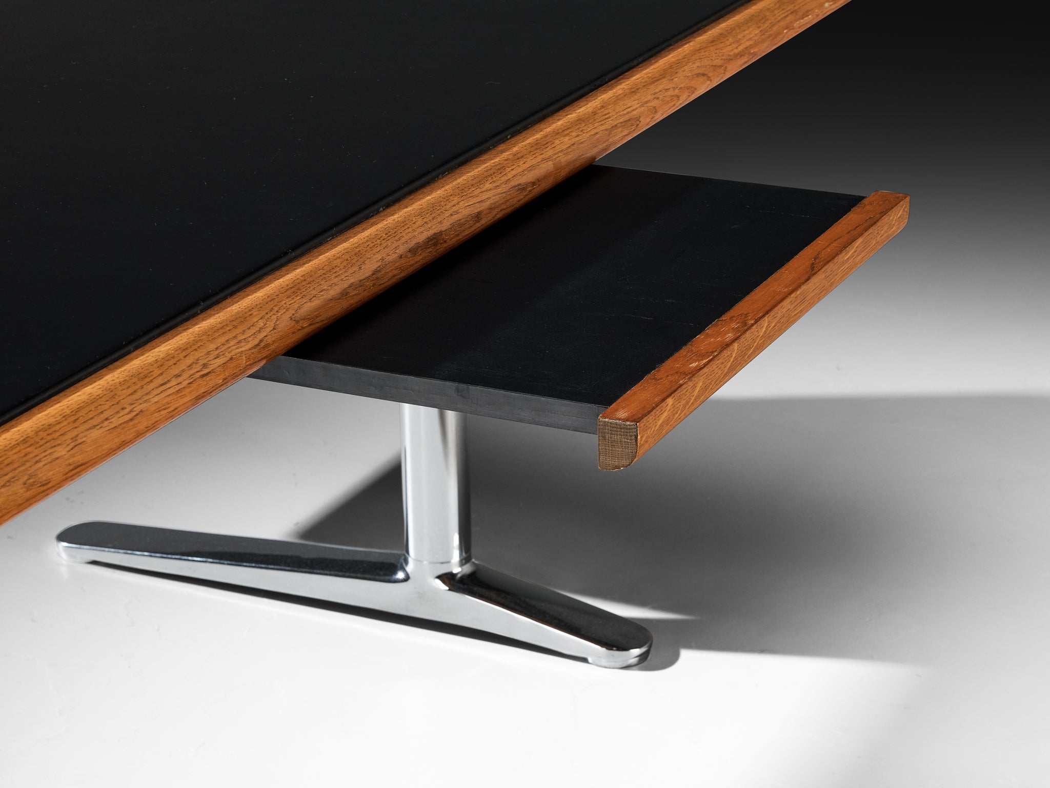 Warren Platner for Knoll Writing Desk in Oak and Black Leather Tables Morentz