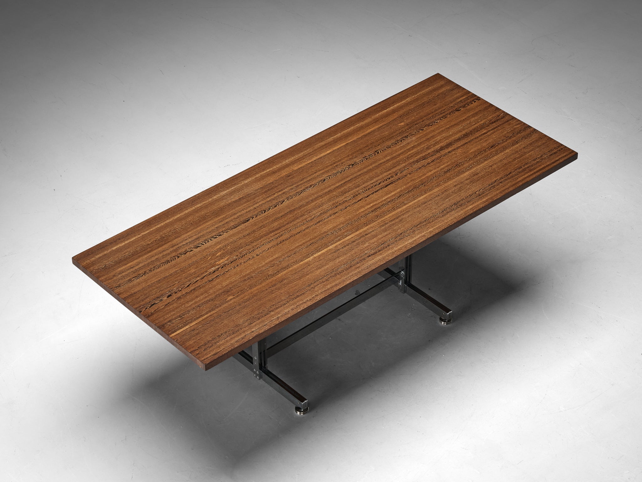 Jules Wabbes Writing or Dining Table in Solid Wengé and Steel tables Morentz