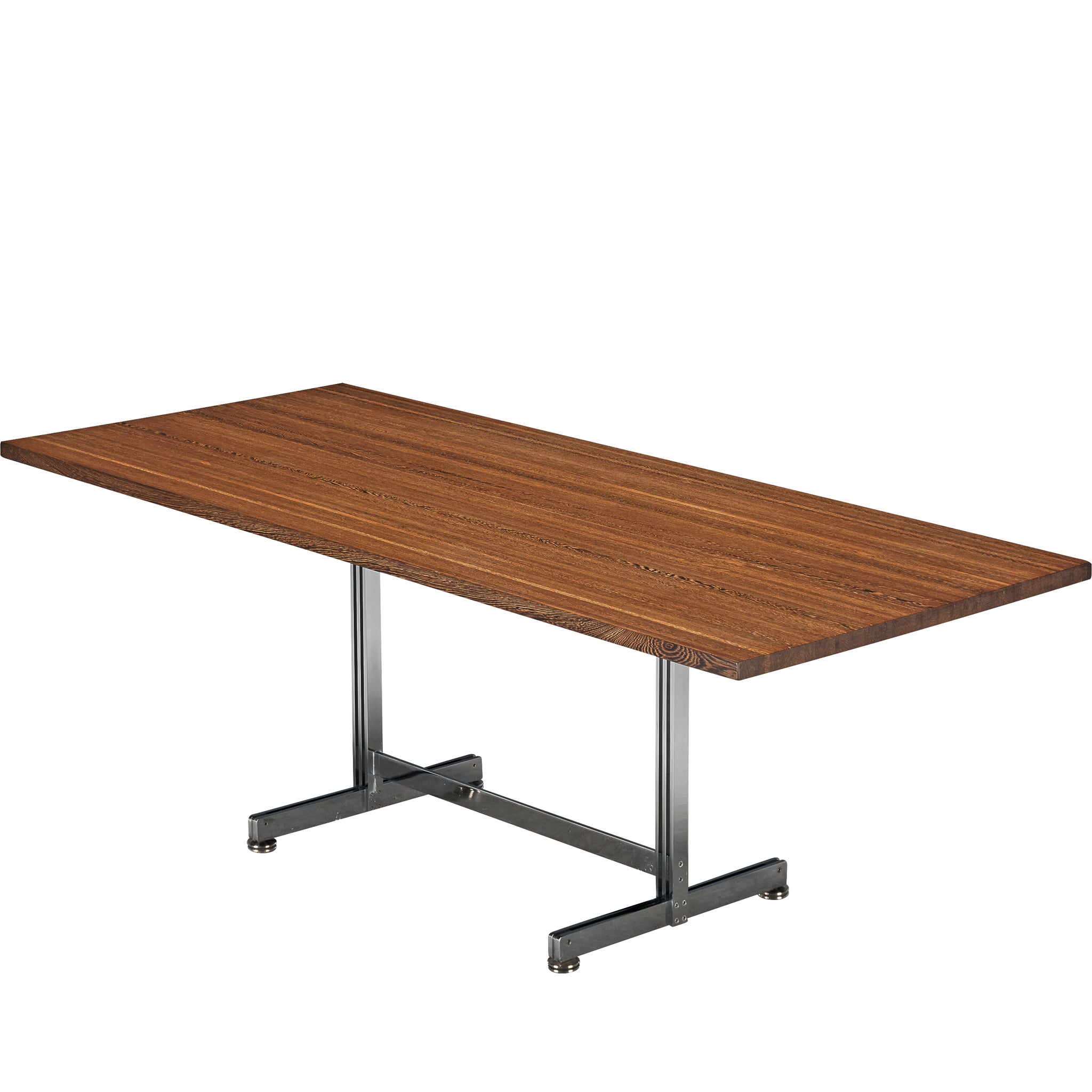 Jules Wabbes Writing or Dining Table in Solid Wengé and Steel Tables Morentz
