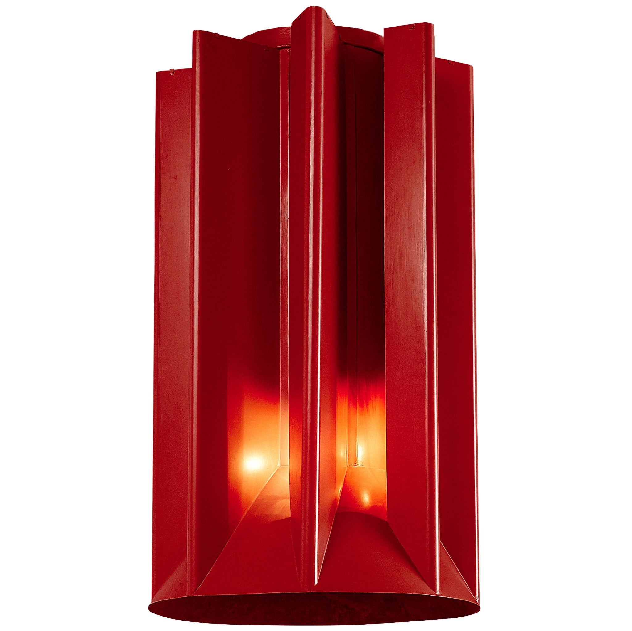 Sculptural Chimney in Burgundy Red Steel with Integrated Lights Building and Garden Elements Morentz