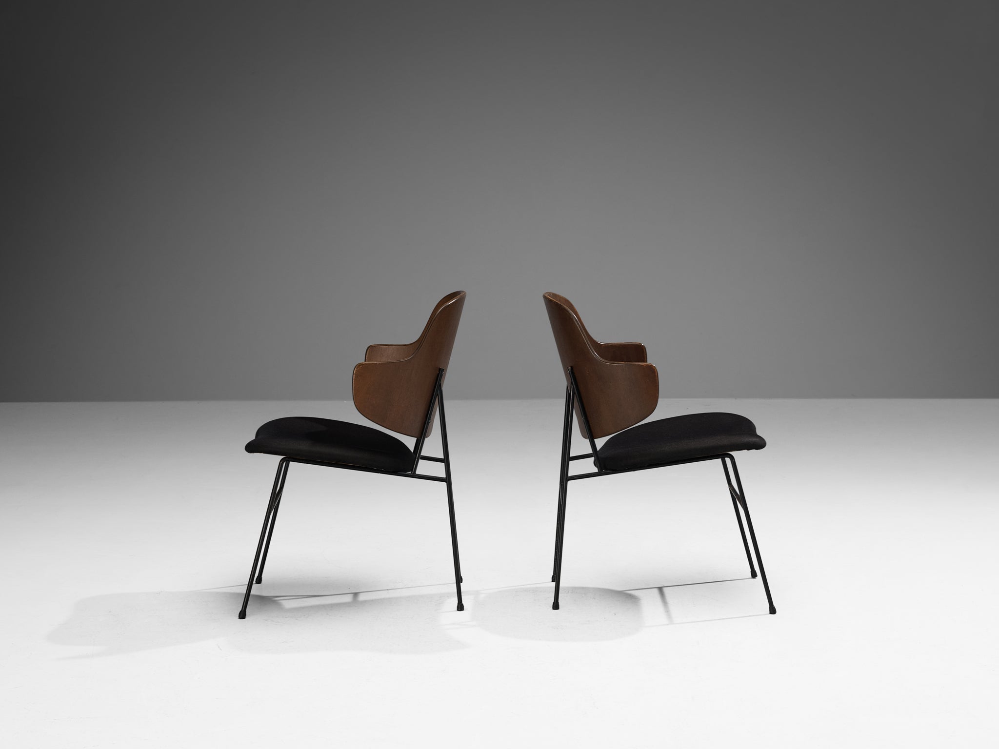 Ib Kofod-Larsen 'Penguin' Dining Chairs in Mahogany Plywood seating Morentz