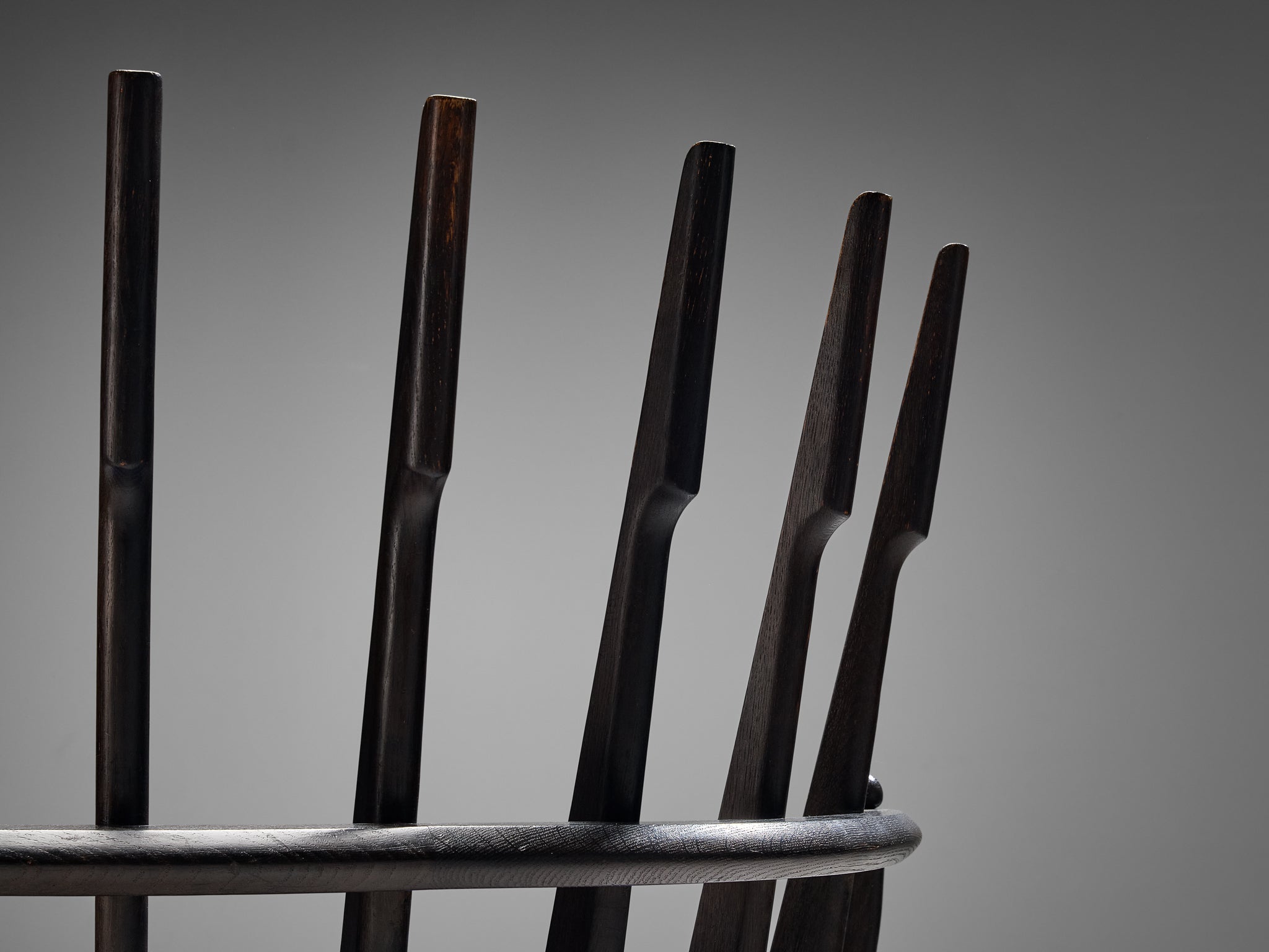 Guillerme & Chambron 'Tricoteuse' Lounge Chair in Black Lacquered Oak seating Morentz