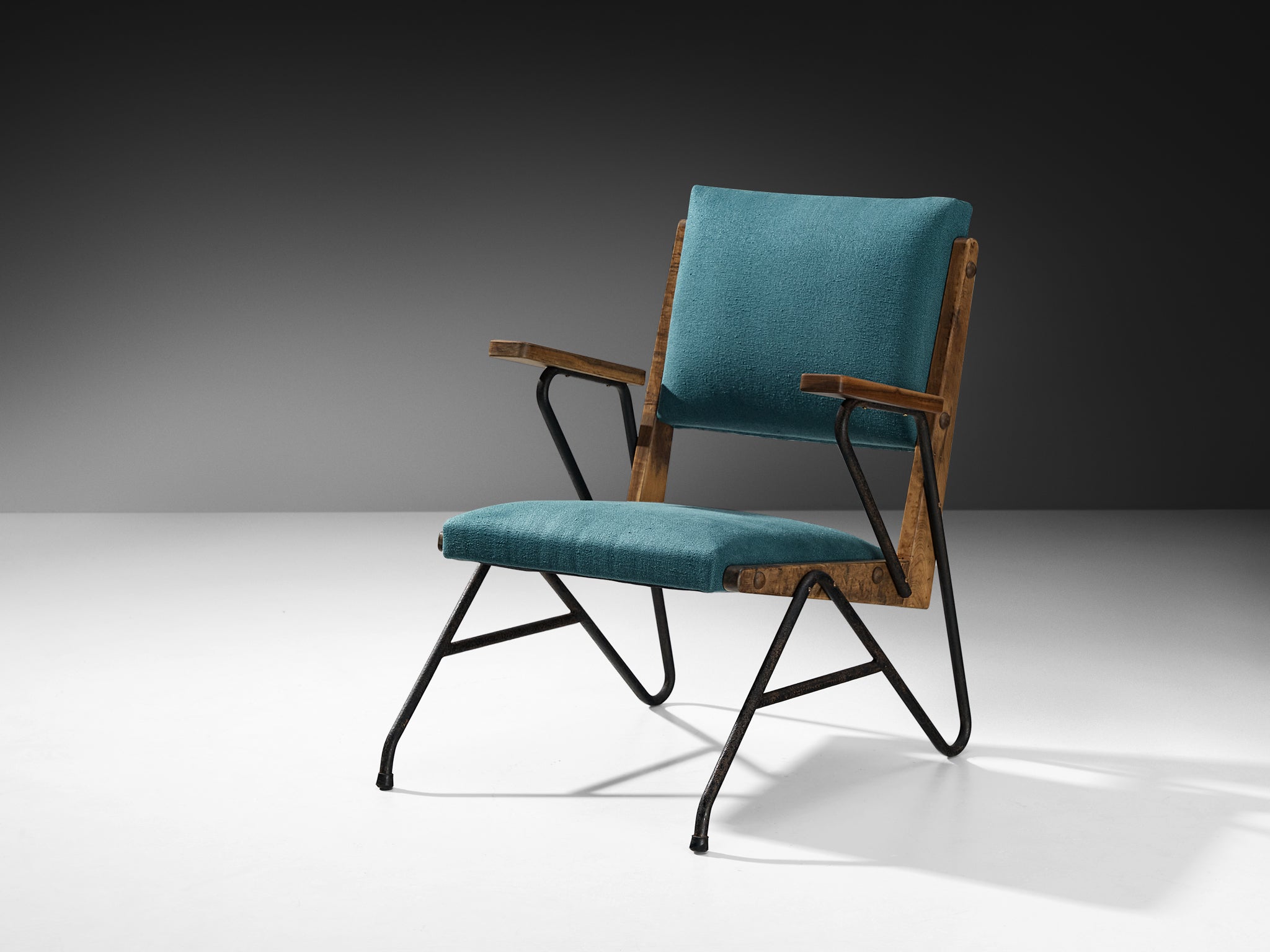 Rare Moyses B. Klajn for Moveis Leal Pair of Lounge Chairs with Iron Frame Seating Morentz