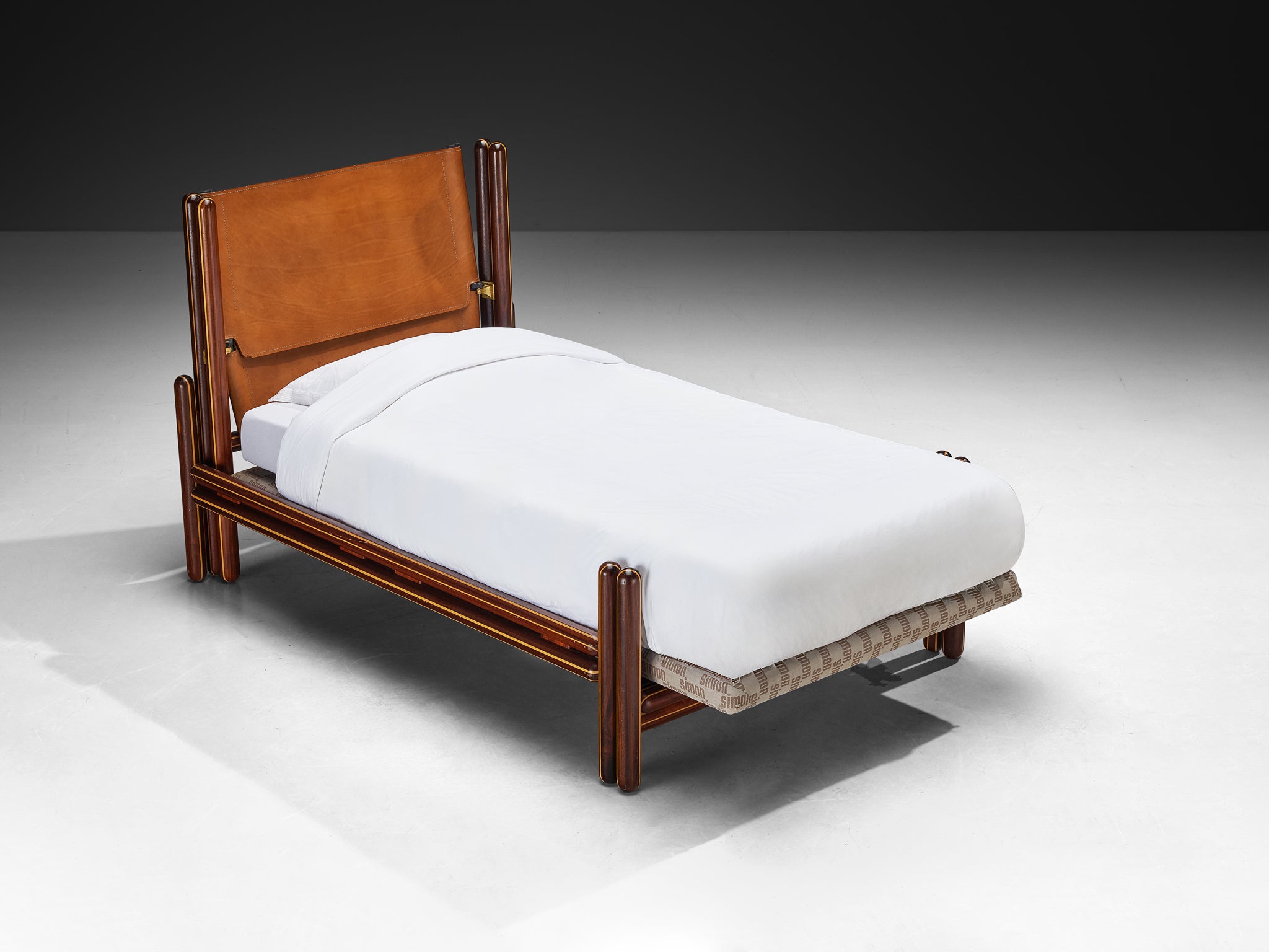Carlo Scarpa for Simon Gavina 'Toledo' Single Bed in Padouk and Leather More Furniture and Collectibles Morentz