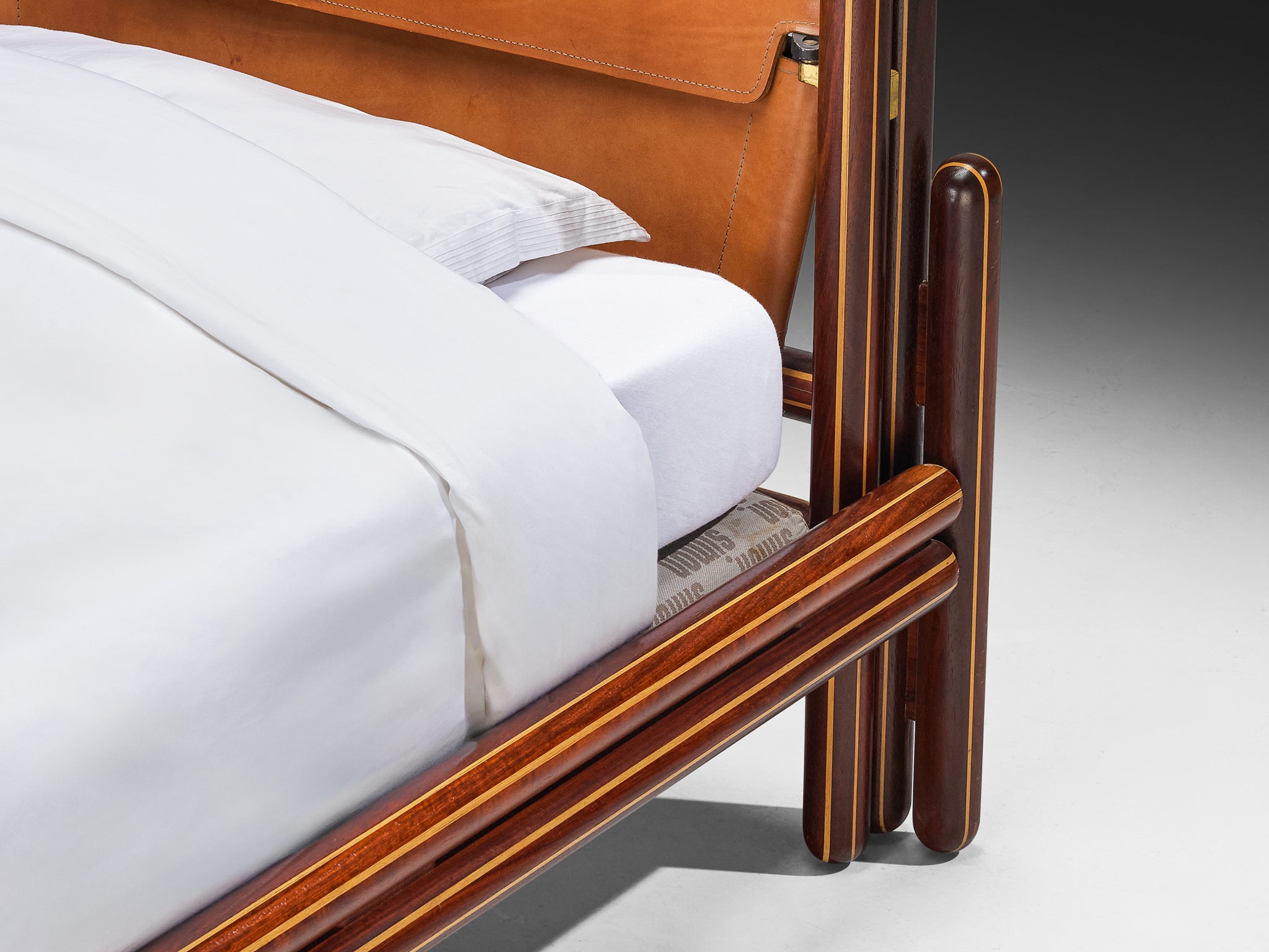 Carlo Scarpa for Simon Gavina 'Toledo' Single Bed in Padouk and Leather More Furniture and Collectibles Morentz