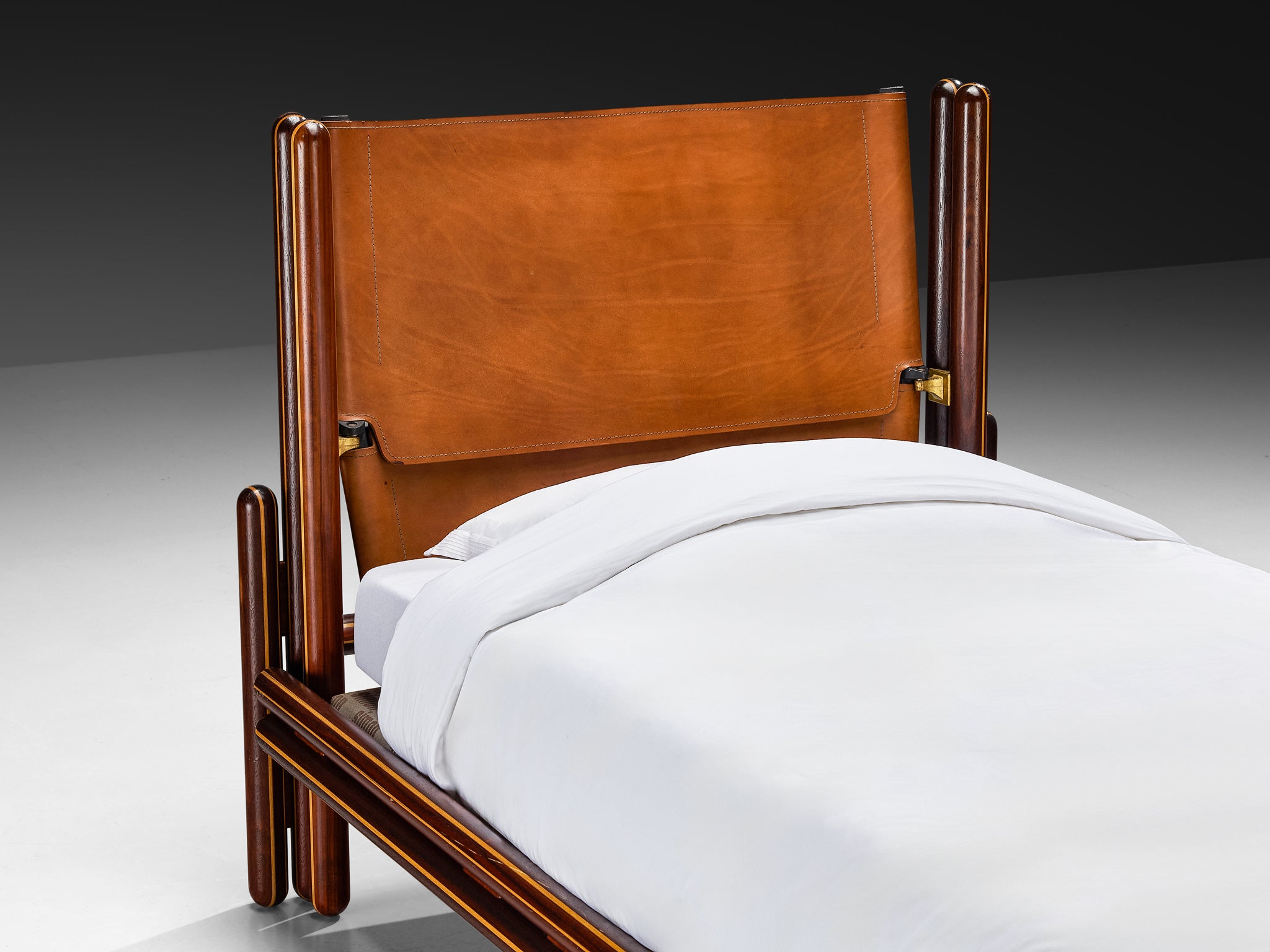 Carlo Scarpa for Simon Gavina 'Toledo' Single Beds in Padouk and Leather More Furniture and Collectibles Morentz