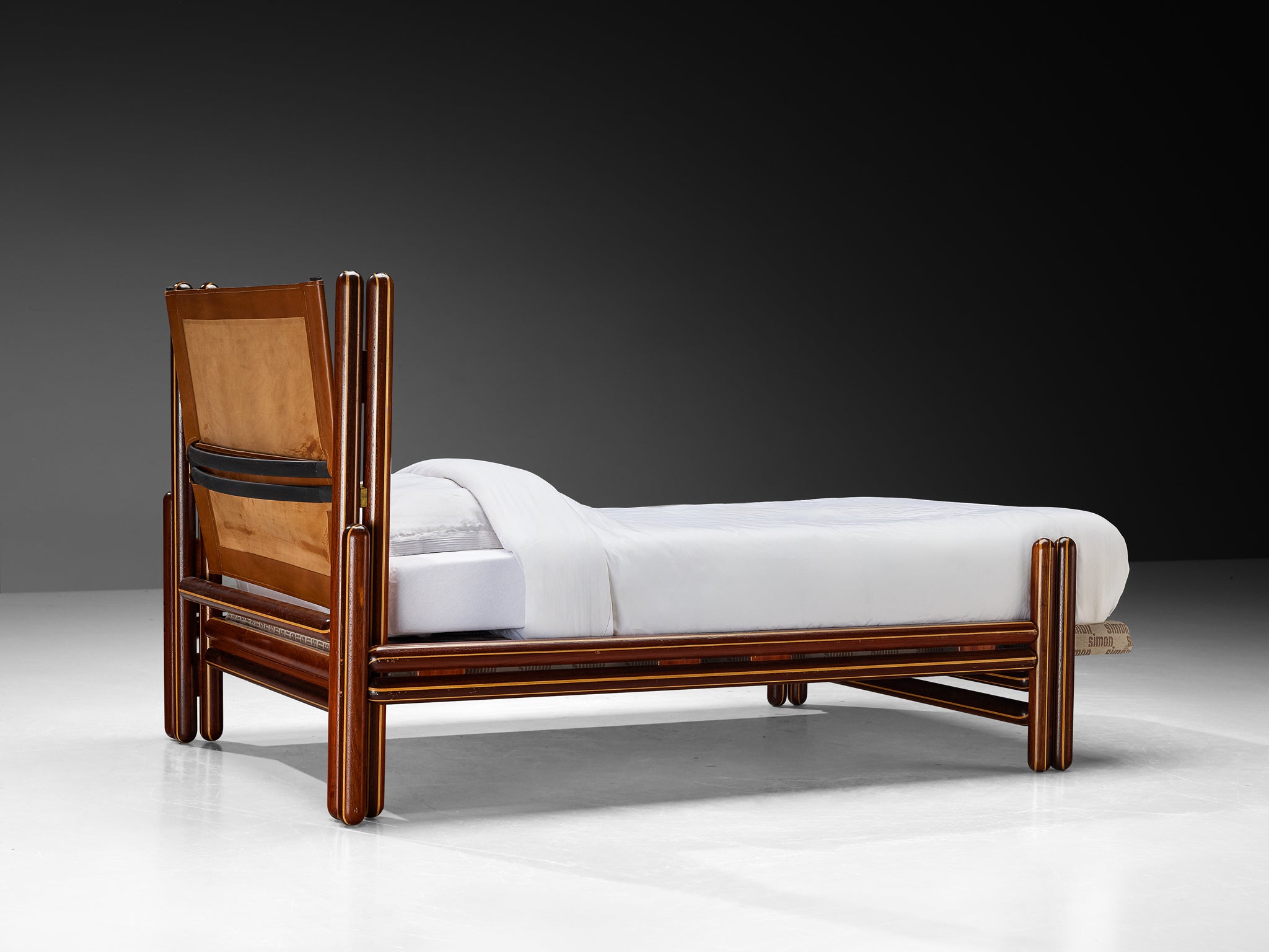 Carlo Scarpa for Simon Gavina 'Toledo' Single Bed in Padouk and Leather More Furniture and Collectibles Morentz