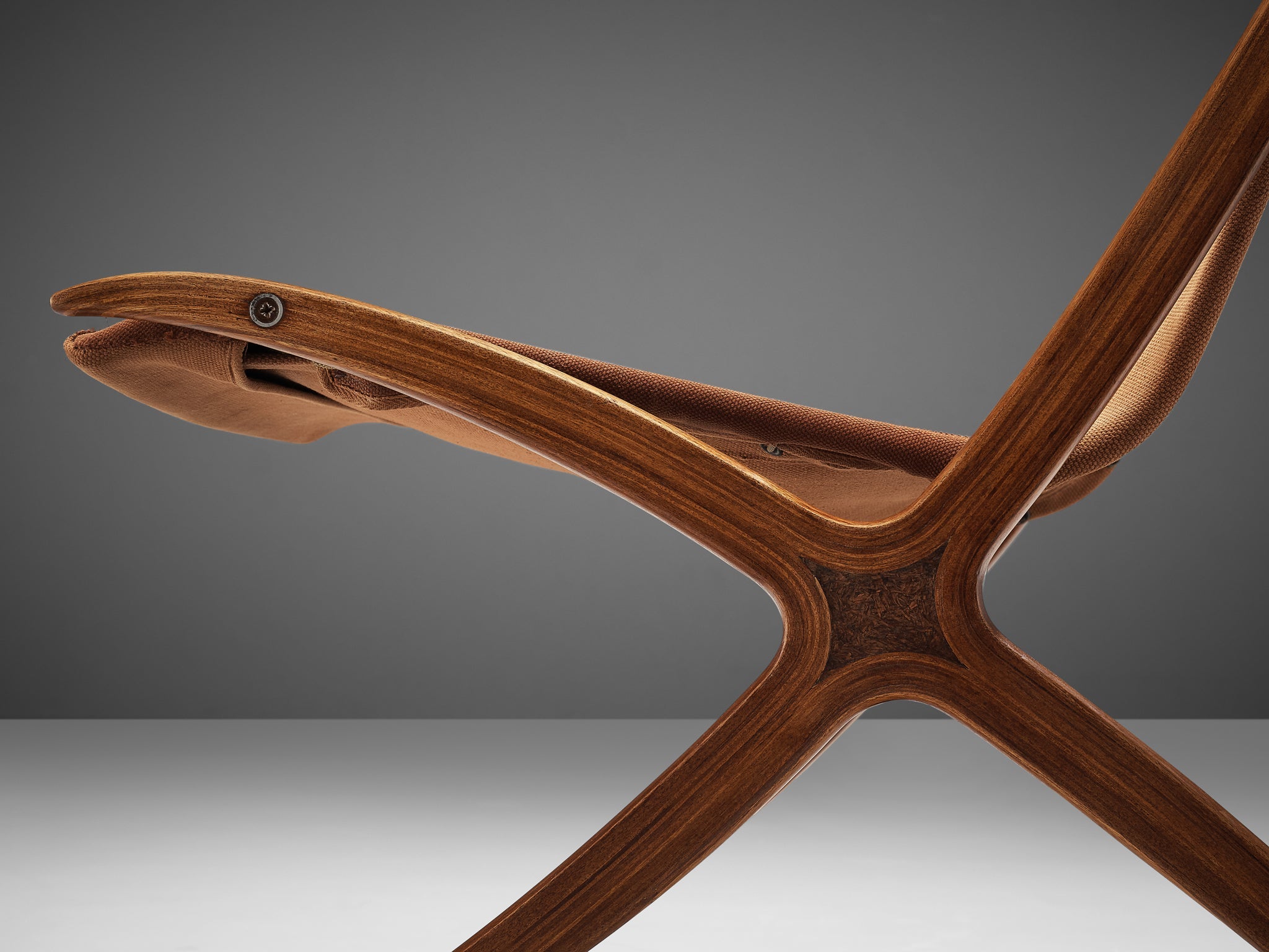 Peter Hvidt & Orla Molgaard Nielsen 'X' Chair in Cognac Brown Canvas seating Morentz