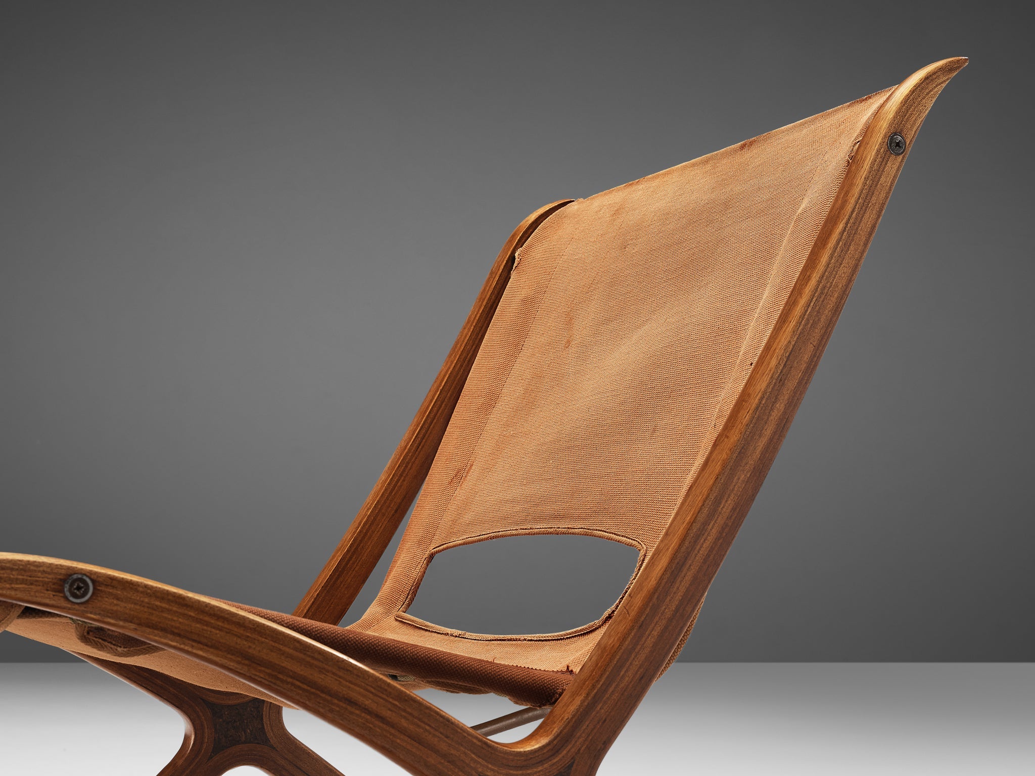 Peter Hvidt & Orla Molgaard Nielsen 'X' Chair in Cognac Brown Canvas seating Morentz