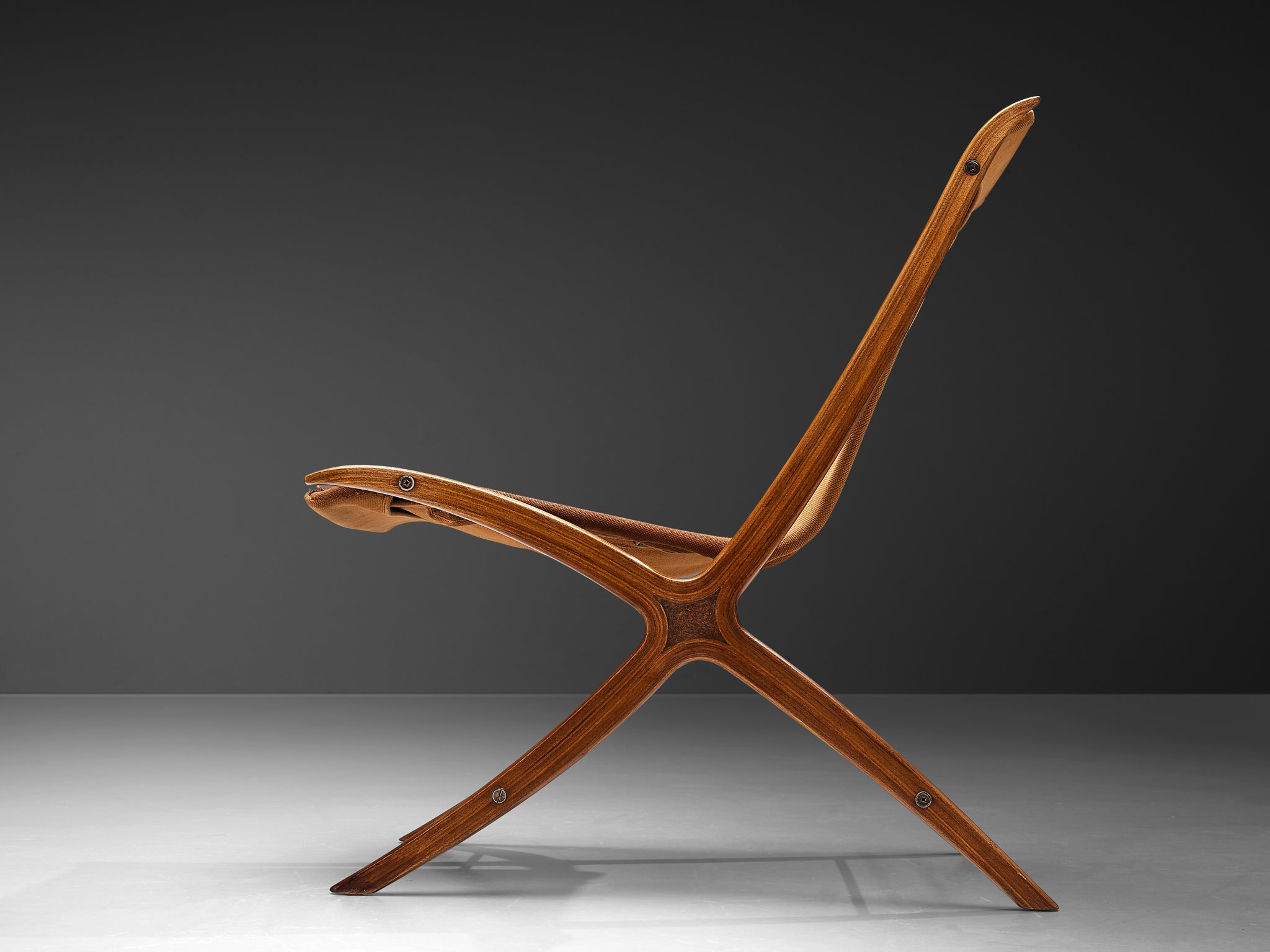 Peter Hvidt & Orla Molgaard Nielsen 'X' Chair in Cognac Brown Canvas