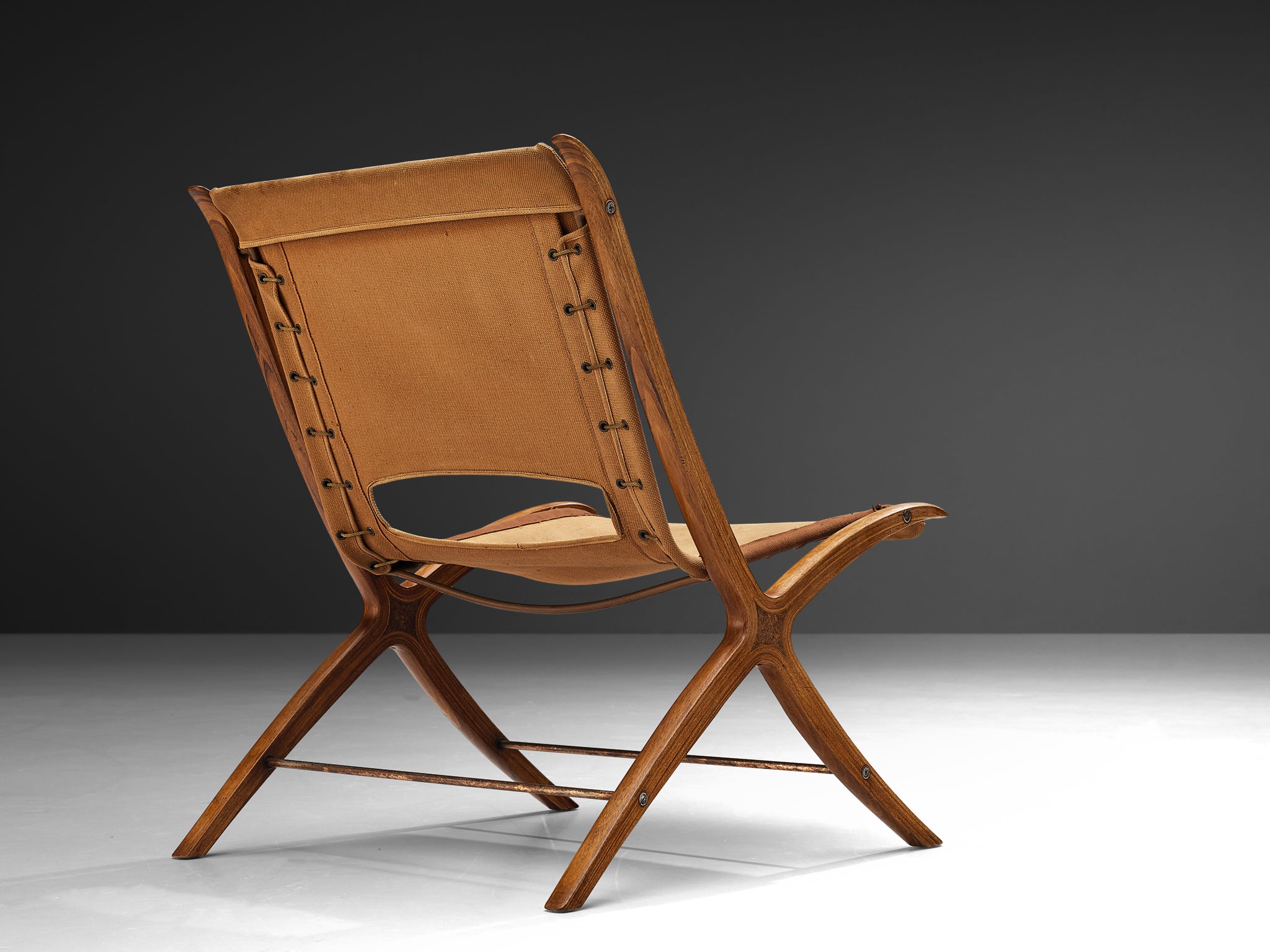 Peter Hvidt & Orla Molgaard Nielsen 'X' Chair in Cognac Brown Canvas