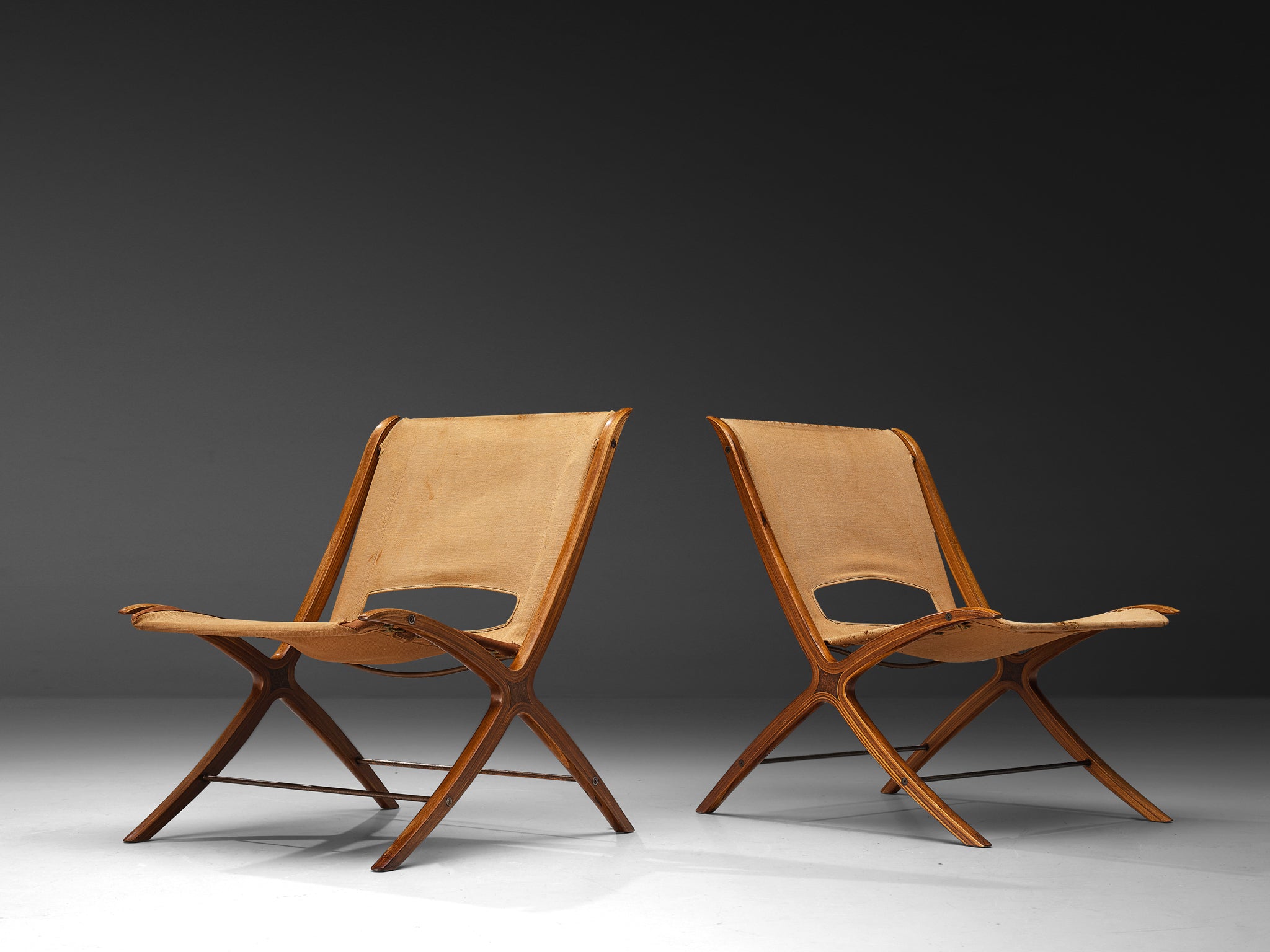 Peter Hvidt & Orla Molgaard Nielsen 'X' Chair in Cognac Brown Canvas