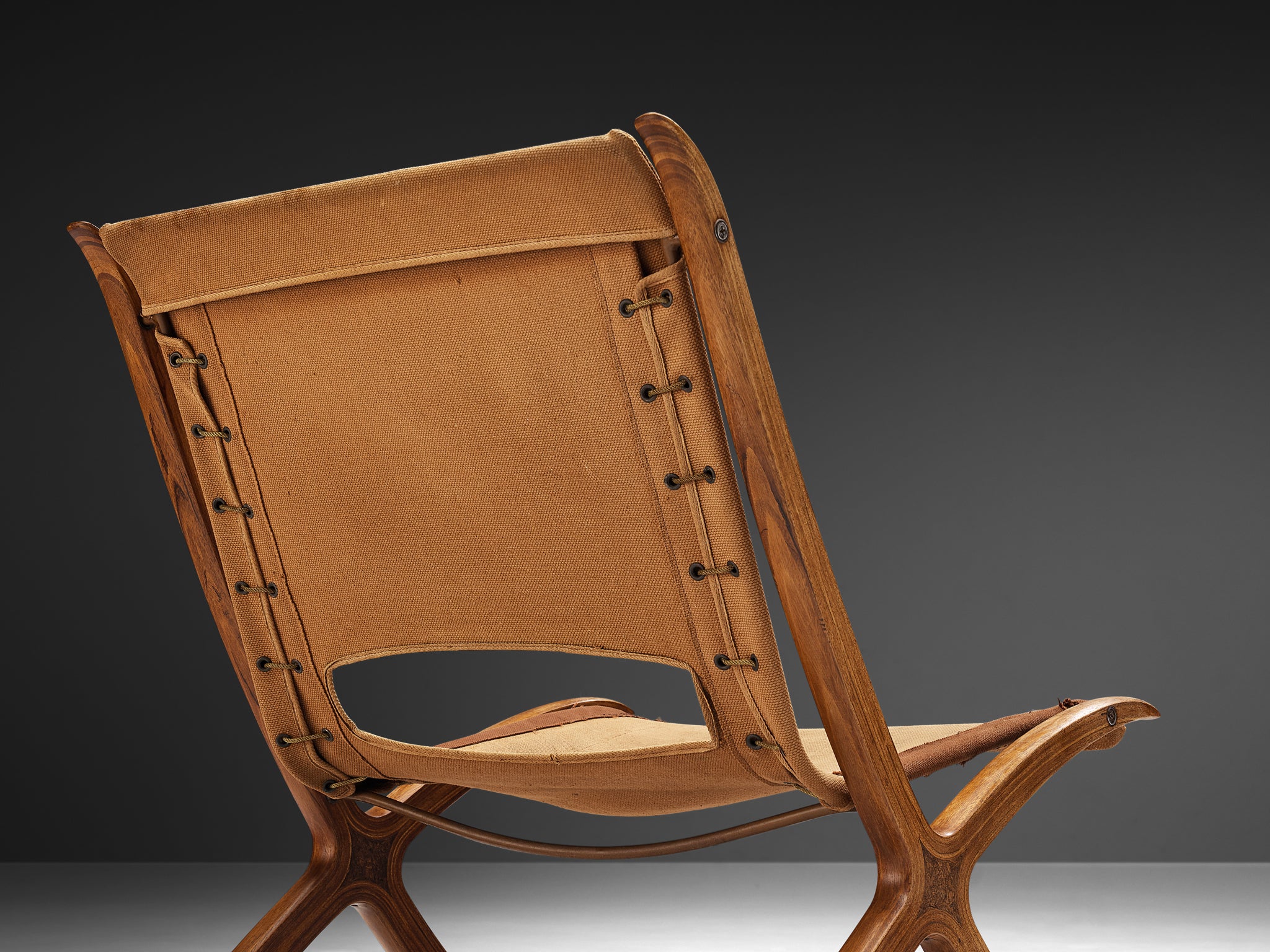 Peter Hvidt & Orla Molgaard Nielsen 'X' Chair in Cognac Brown Canvas